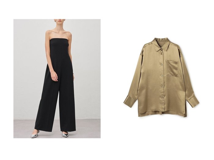 【uncrave/アンクレイヴ】のアセテートヴィンテージサテン ミドルシャツ&プルーフダブルクロス ベアオールインワン おすすめ！トレンド、レディースファッションの通販 おすすめ人気トレンドファッション通販アイテム 人気、トレンドファッション・服の通販 founy(ファニー) ファッション Fashion レディースファッション Fashion for Women パンツ Pants & Trousers トップス・カットソー Cut & Sew Tops シャツ・ブラウス・オフィスカジュアル Elegant Blouses & Button-Ups ストレッチ Stretch, Stretchy Fabric ロンパース Romper, Jumpsuit エレガント 上品 Elegant 定番 Standard, Basic Item 新作・新入荷 New Arrivals / New In |ID:crp329100000225722