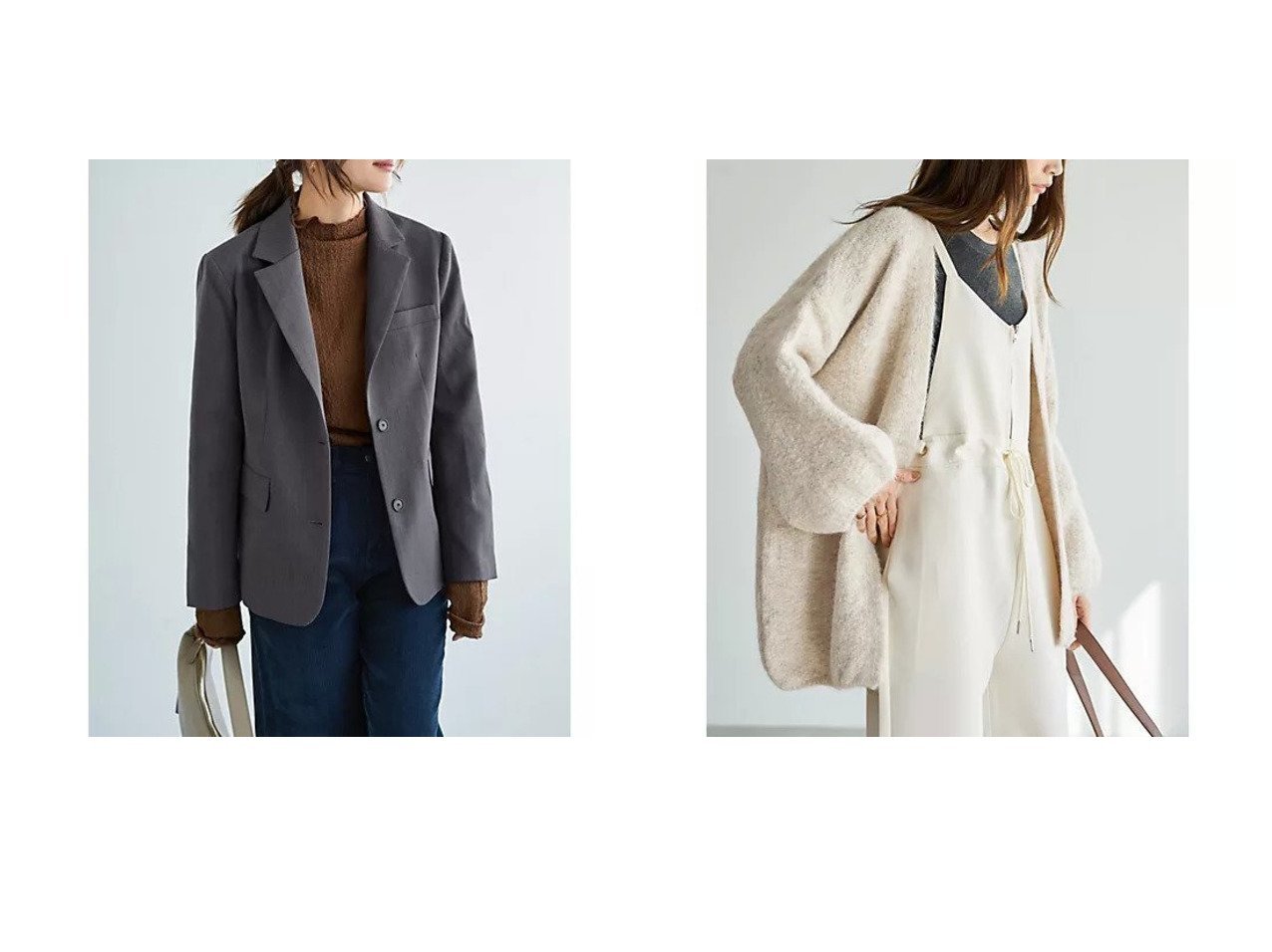 【STYLE DELI/スタイルデリ】のふんわりカーヴィーニットガウン&かすれ織りテーラードジャケット おすすめ！トレンド、レディースファッションの通販 おすすめ人気トレンドファッション通販アイテム インテリア・キッズ・メンズ・レディースファッション・服の通販 founy(ファニー) 　ファッション　Fashion　レディースファッション　Fashion for Women　アウター　Coat / Outerwear Collection　レディースジャケット・軽アウター　Jackets　テーラードジャケット / 通勤・きれいめスタイル　Tailored Jackets & Blazers　トップス・カットソー　Cut & Sew Tops　ニット　Knit Tops & Sweaters　春　Spring　秋　Autumn　ジャケット　Jacket, Outerwear　ストレート　Straight, Straight Cut　スリット　Slit, Slit Detail　スーツ　Suit, Formalwear　テーラード　Tailored, Tailored Fit　長袖　Long Sleeve, Full Sleeve　フラップ　Flap, Flap Pocket　フロント　Front, Front Design　ポケット　Pocket, Pocket Detail　マーブル　Marble, Marble Pattern　冬　Winter / This Winter　グレー系　Gray　|ID:crp329100000225729