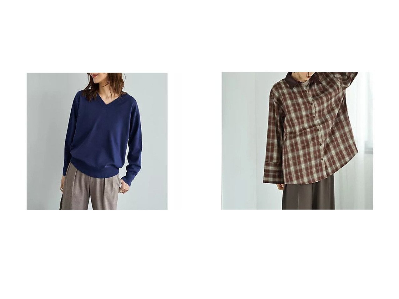 【STYLE DELI/スタイルデリ】の【BLK001】フェイクレザーカラーチェックシャツ&アンチピリングVネックニットトップスB おすすめ！トレンド、レディースファッションの通販 おすすめ人気トレンドファッション通販アイテム インテリア・キッズ・メンズ・レディースファッション・服の通販 founy(ファニー) 　ファッション　Fashion　レディースファッション　Fashion for Women　トップス・カットソー　Cut & Sew Tops　シャツ・ブラウス・オフィスカジュアル　Elegant Blouses & Button-Ups　ニット　Knit Tops & Sweaters　Vネックトップス　V-Neck Tops / V-Cut Neckline Shirts　オレンジ　Orange　春　Spring　秋　Autumn　カットソー　Cut and Sewn Top　シンプル　Simple, Minimal　タートル　Turtleneck, Turtle Collar　チェック　Check, Plaid, Tartan　デニム　Denim, Jeans Material　バランス　Balance, Style Balance　フェイクレザー　Faux Leather, PU Leather　フレア　Flare, Flared　ベーシック　Basic, Essential　ポケット　Pocket, Pocket Detail　ミックス　Mix, Mixed Style　ワイド　Wide, Wide Fit　冬　Winter / This Winter　おすすめ　Recommended / Our Picks　スリット　Slit, Slit Detail　定番　Standard, Basic Item　長袖　Long Sleeve, Full Sleeve　ブラウジング　Blouson Silhouette, Cinched Waist　オレンジ系　Orange　ブラック系　Black　ブルー系　Blue　グリーン系　Green　|ID:crp329100000225730