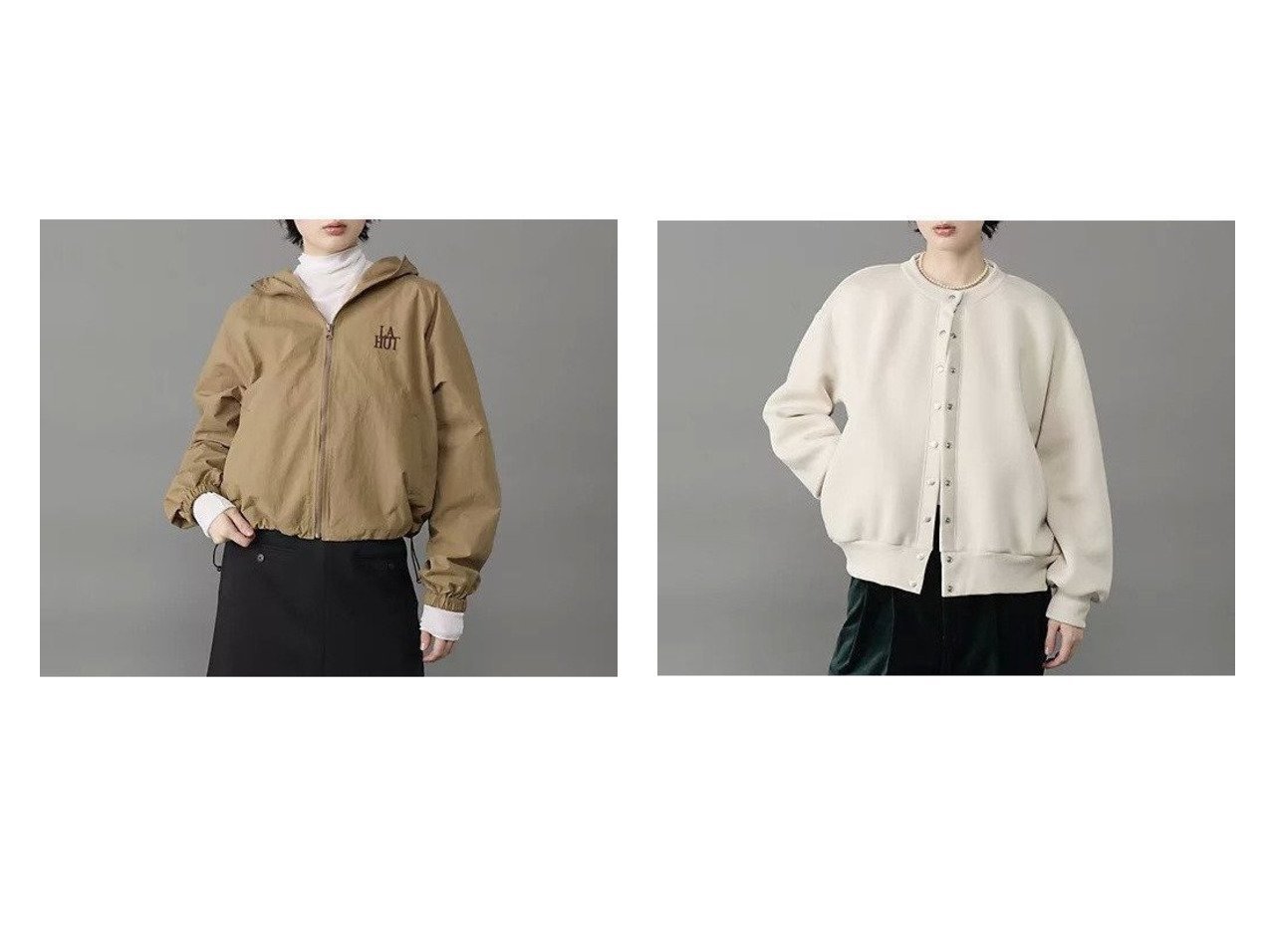 【suadeo/スアデオ】のスウェット風スナップブルゾン&【suadeo別注】La Hutte刺繍コンパクトフーディブルゾン おすすめ！トレンド、レディースファッションの通販 おすすめ人気トレンドファッション通販アイテム インテリア・キッズ・メンズ・レディースファッション・服の通販 founy(ファニー) 　ファッション　Fashion　レディースファッション　Fashion for Women　アウター　Coat / Outerwear Collection　ブルゾンジャケット・スポーティアウター　Blouson Jackets　トップス・カットソー　Cut & Sew Tops　レディースパーカー・カジュアルフーディー　Casual Hoodies & Sweatshirts　スウェット・クルーネックトップス　Sweatshirts & Crewnecks / Relaxed Fit Sweat Tops　グラフィック　Graphic, Graphic Design　フランス　France, French　ブルゾン　Blouson, Bomber Jacket　人気　Popular, Best Seller　別注　Limited Edition, Custom Order　定番　Standard, Basic Item　洗える　Machine Washable　シンプル　Simple, Minimal　スウェット / スエット　Sweatshirt, Sweatwear　スリーブ　Sleeve, Long Sleeve / Short Sleeve　ワイド　Wide, Wide Fit　冬　Winter / This Winter　軽量　Lightweight, Ultra Light　ベージュ系　Beige　ブルー系　Blue　イエロー系　Yellow　|ID:crp329100000225731