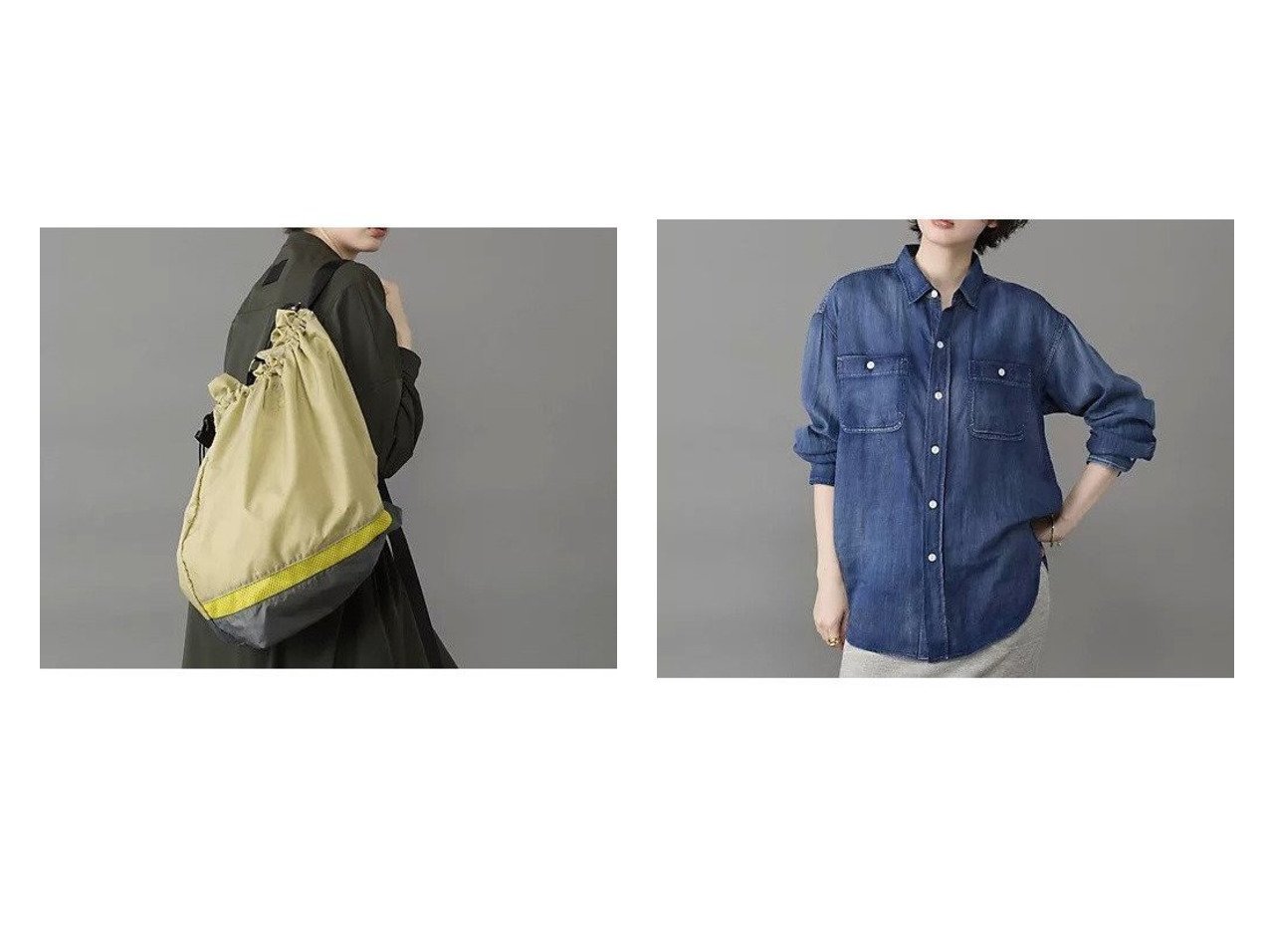 【suadeo/スアデオ】の【suadeo別注】PAYDAYインディゴシアーシャツ&【suadeo別注】CARIBOU MOUNTAINEERING 3WAYBAG おすすめ！トレンド、レディースファッションの通販 おすすめ人気トレンドファッション通販アイテム インテリア・キッズ・メンズ・レディースファッション・服の通販 founy(ファニー) 　ファッション　Fashion　レディースファッション　Fashion for Women　バッグ　Bags　トップス・カットソー　Cut & Sew Tops　シャツ・ブラウス・オフィスカジュアル　Elegant Blouses & Button-Ups　巾着　Drawstring Bag, Kinchaku　軽量　Lightweight, Ultra Light　ショルダー　Shoulder, Shoulder Strap　シンプル　Simple, Minimal　ポケット　Pocket, Pocket Detail　別注　Limited Edition, Custom Order　メッシュ　Mesh, Net Fabric　旅行　Travel　パターン　Pattern, Design Print　ビンテージ　Vintage, Retro Style　洗える　Machine Washable　ベージュ系　Beige　イエロー系　Yellow　|ID:crp329100000225732