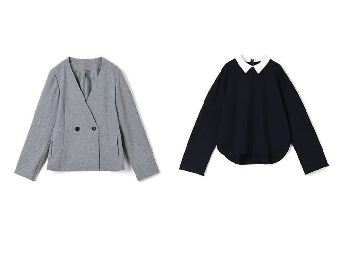 【M7days/エムセブンデイズ】の襟つき2WAYトップス&ツイード風ノーカラーテーラードジャケット おすすめ！トレンド、レディースファッションの通販 おすすめ人気トレンドファッション通販アイテム 人気、トレンドファッション・服の通販 founy(ファニー) ファッション Fashion レディースファッション Fashion for Women アウター Coat / Outerwear Collection レディースジャケット・軽アウター Jackets テーラードジャケット / 通勤・きれいめスタイル Tailored Jackets & Blazers トップス・カットソー Cut & Sew Tops ジャケット Jacket, Outerwear ツイード Twill, Twill Weave 人気 Popular, Best Seller 洗える Machine Washable カットソー Cut and Sewn Top シルケット Silket, Silky Cotton シンプル Simple, Minimal ストレッチ Stretch, Stretchy Fabric エレガント 上品 Elegant ビジネス 仕事 通勤 Business / Work / Commuting |ID:crp329100000225734