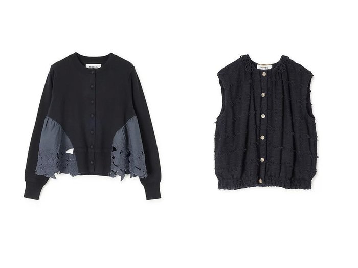 【MUVEIL/ミュベール】のレースカバーカーディガン&フラワーモチーフツイードベストJK おすすめ！トレンド、レディースファッションの通販 おすすめ人気トレンドファッション通販アイテム インテリア・キッズ・メンズ・レディースファッション・服の通販 founy(ファニー) https://founy.com/ ファッション Fashion レディースファッション Fashion for Women トップス・カットソー Cut & Sew Tops カーディガン・羽織り Layered Style Cardigans アウター Coat / Outerwear Collection ベスト&ジレ / 重ね着スタイル Vests & Gilets 花柄・フラワープリント・モチーフ Floral Prints & Motifs / Flower Pattern Tops 2025年 2025 2025-2026秋冬・A/W Autumn/Winter 2025–26 AW25–26 カーディガン Cardigan, Knitwear クラシック Classic, Timeless Style シンプル Simple, Minimal レース Lace, Lace Fabric ワーク Workwear, Utility Style ギャザー Gathered, Ruffled ツイード Twill, Twill Weave フォルム Silhouette, Form フラワー Flower, Floral ベスト Vest, Waistcoat モチーフ Motif, Design Theme |ID:crp329100000225740