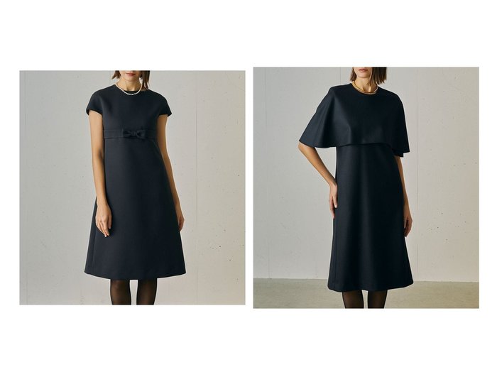 【DoCLASSE/ドゥクラッセ】のマトラッセクロス・ナローリボンワンピース&プレミアムジャージー・ケープワンピース 40代50代からの婦人服　おすすめ！トレンド、レディースファッションの通販 おすすめ人気トレンドファッション通販アイテム 人気、トレンドファッション・服の通販 founy(ファニー) ファッション Fashion レディースファッション Fashion for Women ワンピース Dresses 新作・新入荷 New Arrivals / New In エレガント 上品 Elegant ストレッチ Stretch, Stretchy Fabric スマート Smart, Elegant スリーブ Sleeve, Long Sleeve / Short Sleeve フィット Fit, Slim Fit フレア Flare, Flared フレンチ French, French Style リボン Ribbon, Bow なめらか Smooth, Silky Texture フェミニン Feminine, Girly メルトン Melton, Heavy Wool |ID:crp329100000225745