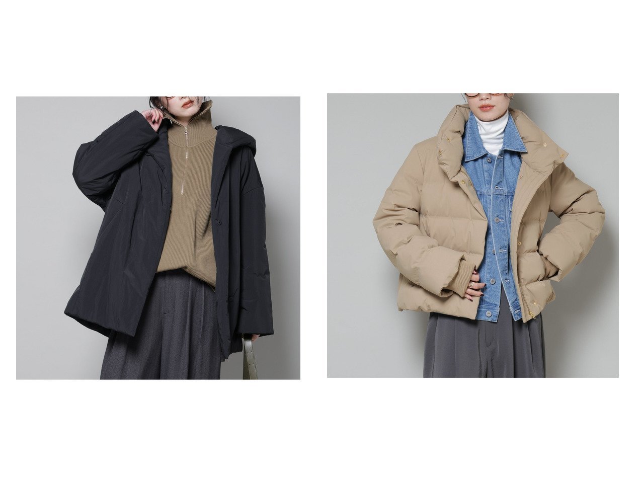 【nano universe/ナノ ユニバース】のボリュームネックダウンショートコート&ETHERMALOFTAEROGEL 中綿フードコクーンコート おすすめ！トレンド、レディースファッションの通販 おすすめ人気トレンドファッション通販アイテム インテリア・キッズ・メンズ・レディースファッション・服の通販 founy(ファニー) 　ファッション　Fashion　レディースファッション　Fashion for Women　アウター　Coat / Outerwear Collection　コート・ロングコート・ピーコート　Long Coats, Peacoats & More　ショルダー　Shoulder, Shoulder Strap　ショール　Shawl, Wrap　ダウン　Down, Puffer　ダブル　Double, Double-Breasted　ドロップ　Drop Shoulder, Dropped Style　フォルム　Silhouette, Form　防寒　Cold Protection, Winter-Ready　ミドル　Middle Length, Mid Height　ワッシャー　Washer, Crinkled Finish　冬　Winter / This Winter　2025年　2025　2025-2026秋冬・A/W　Autumn/Winter 2025–26 AW25–26　ブラック系　Black　ベージュ系　Beige　グリーン系　Green　イエロー系　Yellow　|ID:crp329100000225758