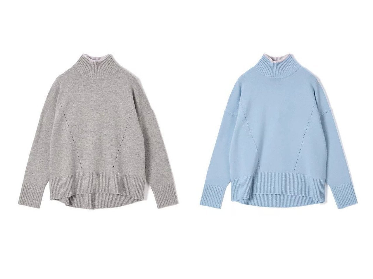 【eclat/エクラ】の【別注】襟裏カシミヤ配色ニット おすすめ！トレンド、レディースファッションの通販 おすすめ人気トレンドファッション通販アイテム インテリア・キッズ・メンズ・レディースファッション・服の通販 founy(ファニー) 　ファッション　Fashion　レディースファッション　Fashion for Women　トップス・カットソー　Cut & Sew Tops　ニット　Knit Tops & Sweaters　スマート　Smart, Elegant　ラウンド　Round, Round Neck　別注　Limited Edition, Custom Order　グレー系　Gray　ブルー系　Blue　|ID:crp329100000225764