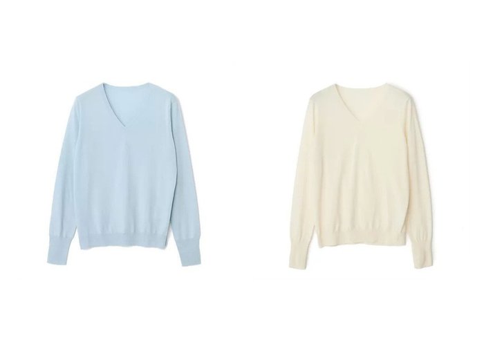 【E by eclat/イーバイエクラ】のシルクカシミヤ混浅Vネックニット おすすめ！トレンド、レディースファッションの通販 おすすめ人気トレンドファッション通販アイテム 人気、トレンドファッション・服の通販 founy(ファニー) ファッション Fashion レディースファッション Fashion for Women トップス・カットソー Cut & Sew Tops ニット Knit Tops & Sweaters Vネックトップス V-Neck Tops / V-Cut Neckline Shirts なめらか Smooth, Silky Texture シルク Silk, 100% Silk ジャケット Jacket, Outerwear |ID:crp329100000225767