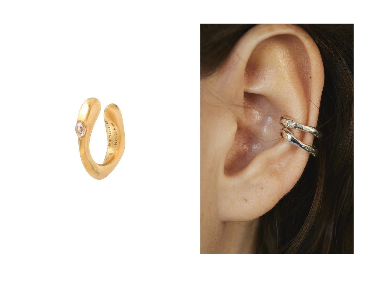 【MAISON DPULSE/メゾンドパルス】のWavy stone イヤーカフ(片耳用) K24GP&Wavy stone イヤーカフ(片耳用) おすすめ！トレンド、レディースファッションの通販 おすすめ人気トレンドファッション通販アイテム インテリア・キッズ・メンズ・レディースファッション・服の通販 founy(ファニー) 　ファッション　Fashion　レディースファッション　Fashion for Women　ジュエリー　Jewelry　ファッションリング　Fashion Rings　イヤリング・フープ・ドロップタイプ　Hoop, Drop & Clip Earrings　イヤリング　Earrings　イヤーカフ　Ear Cuffs　エレガント 上品　Elegant　シンプル　Simple, Minimal　ストーン　Stone, Gem-Like　フィット　Fit, Slim Fit　新作・新入荷　New Arrivals / New In　片耳　One-Ear, Single Earring　シルバー系　Silver　ゴールド系　Gold　|ID:crp329100000225788