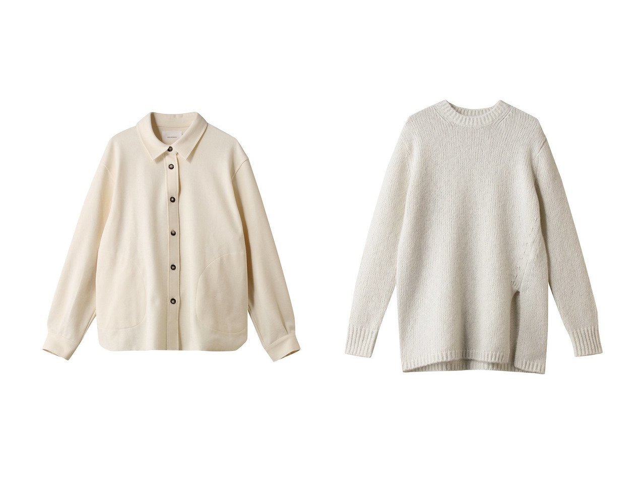 【1er Arrondissement/プルミエ アロンディスモン】のラメノットウールスリットニット&【MIDIUMISOLID/ミディウミソリッド】のcutsew shirt シャツ おすすめ！トレンド、レディースファッションの通販 おすすめ人気トレンドファッション通販アイテム インテリア・キッズ・メンズ・レディースファッション・服の通販 founy(ファニー) 　ファッション　Fashion　レディースファッション　Fashion for Women　トップス・カットソー　Cut & Sew Tops　シャツ・ブラウス・オフィスカジュアル　Elegant Blouses & Button-Ups　ニット　Knit Tops & Sweaters　カジュアルプルオーバー・ニットトップス　Pullovers & Knit Tops / Casual Pullovers　カットソー　Cut and Sewn Top　スリーブ　Sleeve, Long Sleeve / Short Sleeve　フィット　Fit, Slim Fit　ポケット　Pocket, Pocket Detail　ロング　Long, Long-Length　新作・新入荷　New Arrivals / New In　A/W・秋冬　Autumn/Winter　羽織　Haori, Light Jacket　2026年　2026　シンプル　Simple, Minimal　スリット　Slit, Slit Detail　ボトム　Bottoms, Lower Wear　エレガント 上品　Elegant　夏　Summer　春　Spring　S/S・春夏　SS, Spring/Summer, Warm Season　ホワイト系　White　ブラウン系　Brown　ブラック系　Black　|ID:crp329100000225791
