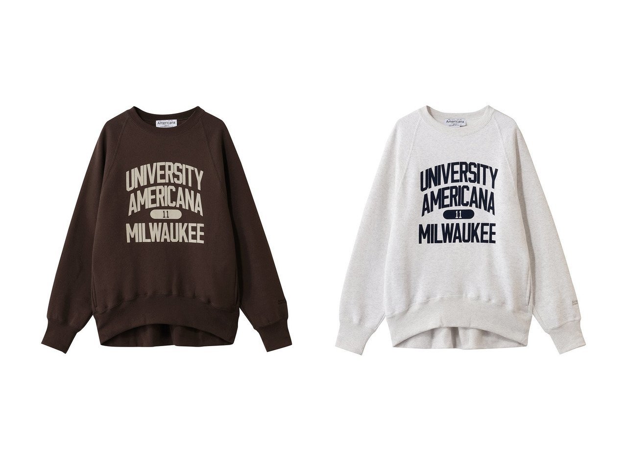 【Americana/アメリカーナ】のボリュームスリーブクルースウェット おすすめ！トレンド、レディースファッションの通販 おすすめ人気トレンドファッション通販アイテム インテリア・キッズ・メンズ・レディースファッション・服の通販 founy(ファニー) 　ファッション　Fashion　レディースファッション　Fashion for Women　トップス・カットソー　Cut & Sew Tops　シャツ・ブラウス・オフィスカジュアル　Elegant Blouses & Button-Ups　レディースパーカー・カジュアルフーディー　Casual Hoodies & Sweatshirts　ロングTシャツ・Tシャツ　Longline T-Shirts & Tees　スウェット・クルーネックトップス　Sweatshirts & Crewnecks / Relaxed Fit Sweat Tops　カットソー・ベーシックTシャツ　Cut-and-Sewn Tops / Stretch Tees & Basics　ボリューム袖・フリルスリーブブラウス　Voluminous & Ruffle Sleeves / Puffy Sleeve Tops　スリーブ　Sleeve, Long Sleeve / Short Sleeve　デニム　Denim, Jeans Material　フロント　Front, Front Design　ロング　Long, Long-Length　新作・新入荷　New Arrivals / New In　ブラウン系　Brown　ブラック系　Black　|ID:crp329100000225792