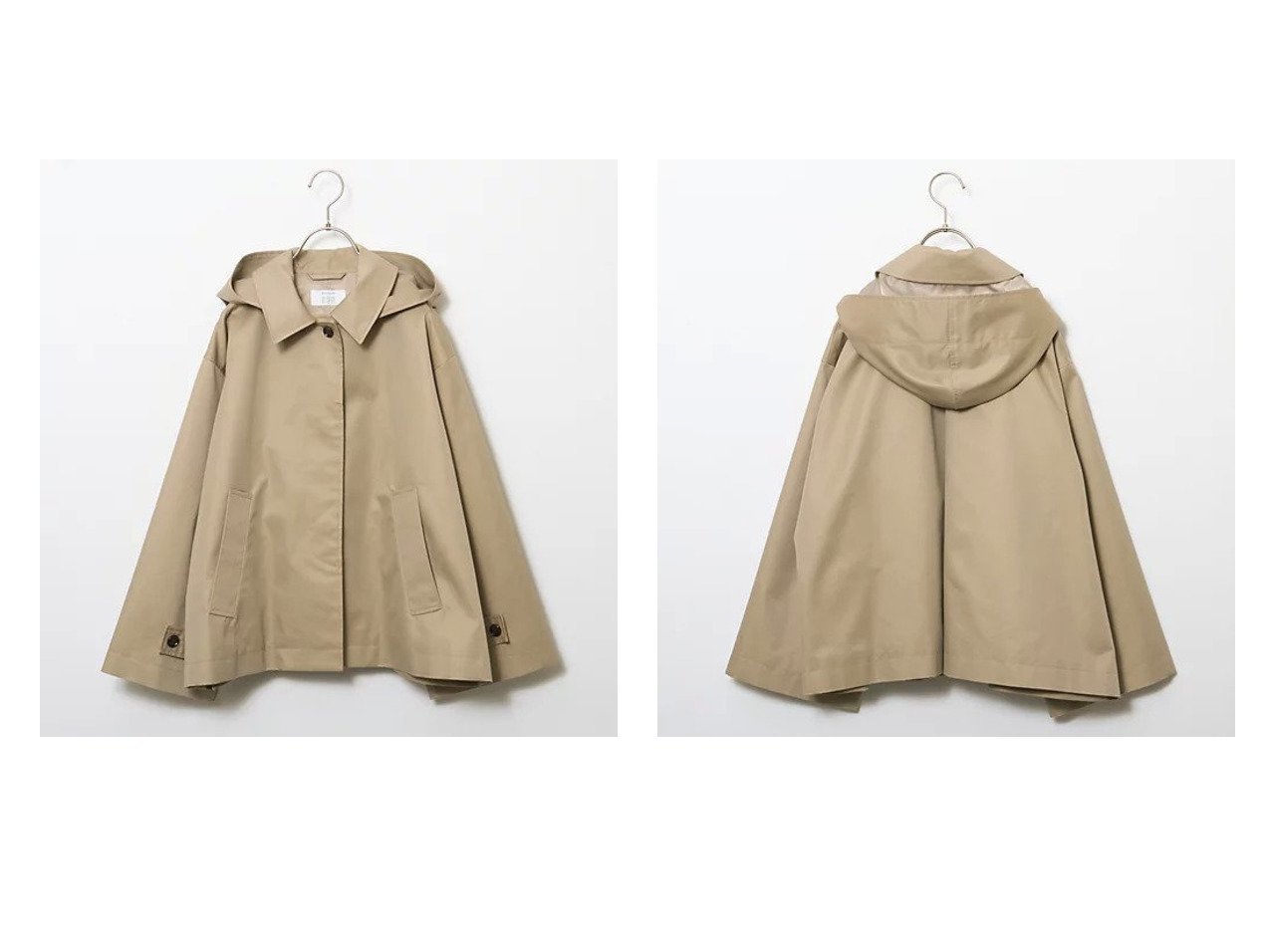 【12closet/トゥエルブクローゼット】の【洗える】ステンカラーフーディーコート おすすめ！トレンド、レディースファッションの通販 おすすめ人気トレンドファッション通販アイテム インテリア・キッズ・メンズ・レディースファッション・服の通販 founy(ファニー) 　ファッション　Fashion　レディースファッション　Fashion for Women　アウター　Coat / Outerwear Collection　コート・ロングコート・ピーコート　Long Coats, Peacoats & More　定番　Standard, Basic Item　洗える　Machine Washable　ブルー系　Blue　ベージュ系　Beige　|ID:crp329100000225802