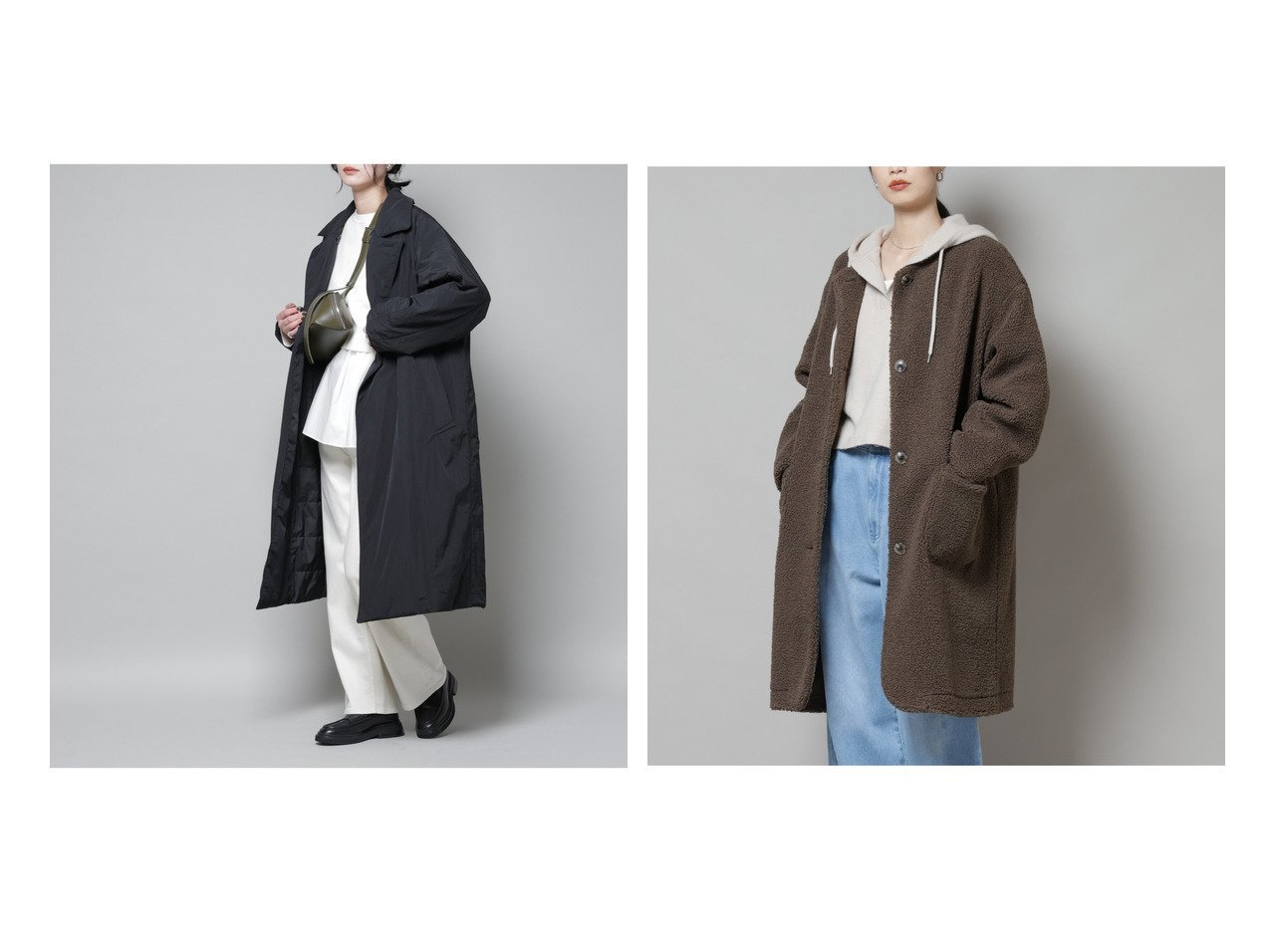 【nano universe/ナノ ユニバース】のETHERMALOFTAEROGEL 中綿リバーシブルコート&ソフトボアノーカラーコート おすすめ！トレンド、レディースファッションの通販 おすすめ人気トレンドファッション通販アイテム インテリア・キッズ・メンズ・レディースファッション・服の通販 founy(ファニー) 　ファッション　Fashion　レディースファッション　Fashion for Women　アウター　Coat / Outerwear Collection　コート・ロングコート・ピーコート　Long Coats, Peacoats & More　コンビ　Combo, Combination Style　タフタ　Taffeta, Structured Fabric　ダウン　Down, Puffer　チェスター　Chester, Chester Coat　フラット　Flat, Flat Shoes　防寒　Cold Protection, Winter-Ready　リバーシブル　Reversible, Two-Sided　ワッシャー　Washer, Crinkled Finish　冬　Winter / This Winter　2025年　2025　2025-2026秋冬・A/W　Autumn/Winter 2025–26 AW25–26　ベージュ系　Beige　グリーン系　Green　ブラック系　Black　イエロー系　Yellow　ブラウン系　Brown　|ID:crp329100000225809