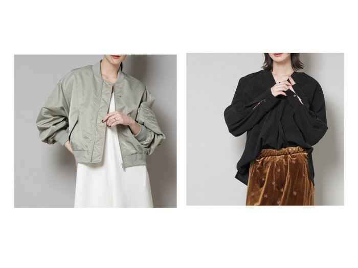 【nano universe/ナノ ユニバース】のストレッチ起毛スキッパープルオーバーブラウス(セットアップ可)&ナイロンツイルMA-1ブルゾン おすすめ！トレンド、レディースファッションの通販 おすすめ人気トレンドファッション通販アイテム 人気、トレンドファッション・服の通販 founy(ファニー) ファッション Fashion レディースファッション Fashion for Women アウター Coat / Outerwear Collection ブルゾンジャケット・スポーティアウター Blouson Jackets MA-1ジャケット MA-1 Bomber Jackets / Flight Jackets トップス・カットソー Cut & Sew Tops シャツ・ブラウス・オフィスカジュアル Elegant Blouses & Button-Ups カジュアルプルオーバー・ニットトップス Pullovers & Knit Tops / Casual Pullovers インナー Innerwear ウォッシャブル Machine Washable ギャザー Gathered, Ruffled 切替 Switching, Contrast Panel ショルダー Shoulder, Shoulder Strap ショート Short, Short Length センター Center, Center Line トレンド Trend, Trending Now ドロップ Drop Shoulder, Dropped Style 定番 Standard, Basic Item 人気 Popular, Best Seller バランス Balance, Style Balance フェミニン Feminine, Girly ブルゾン Blouson, Bomber Jacket ミリタリー Military, Army Style ワイド Wide, Wide Fit おすすめ Recommended / Our Picks エレガント 上品 Elegant 2025年 2025 2025-2026秋冬・A/W Autumn/Winter 2025–26 AW25–26 |ID:crp329100000225810