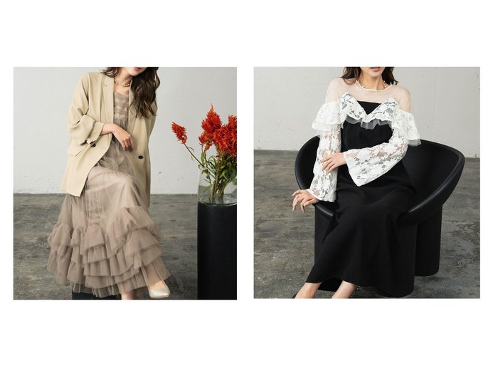 【GIRL/ガール】のオフショルダー風ラッフルレーススリーブAラインロングワンピースパーティードレス&オーバーサイズテーラードジャケット&チュールフリルキャミソールワンピース2点セットパーティードレス プチプラ、パーティードレス　おすすめ！トレンド、レディースファッションの通販 おすすめ人気トレンドファッション通販アイテム インテリア・キッズ・メンズ・レディースファッション・服の通販 founy(ファニー) https://founy.com/ ファッション Fashion レディースファッション Fashion for Women アウター Coat / Outerwear Collection レディースジャケット・軽アウター Jackets テーラードジャケット / 通勤・きれいめスタイル Tailored Jackets & Blazers ワンピース Dresses フォーマル・パーティードレス・結婚式用ドレス Elegant & Casual Dresses 新作・新入荷 New Arrivals / New In ドレス Dress, One-Piece プチプライス・低価格 Affordable / Budget Price |ID:crp329100000225828