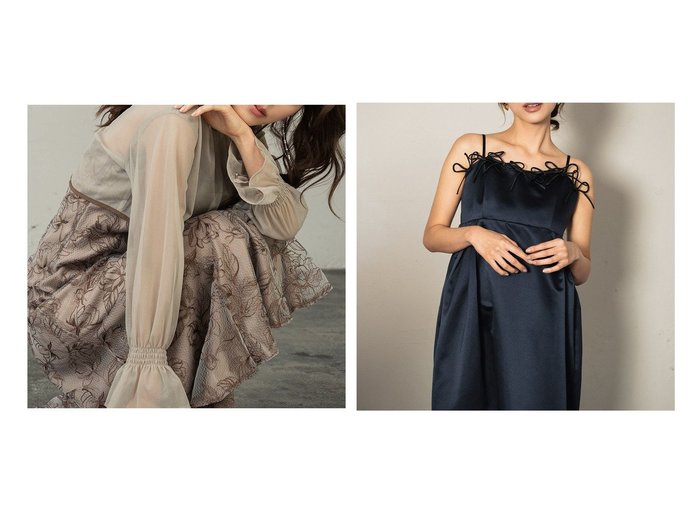 【GIRL/ガール】のリボン×サテンコクーンシルエットキャミソールワンピースパーティードレス&前後2wayショート丈シアーブラウス&レースキャミソールワンピース2点セットパーティードレス プチプラ、パーティードレス　おすすめ！トレンド、レディースファッションの通販 おすすめ人気トレンドファッション通販アイテム 人気、トレンドファッション・服の通販 founy(ファニー) ファッション Fashion レディースファッション Fashion for Women ワンピース Dresses フォーマル・パーティードレス・結婚式用ドレス Elegant & Casual Dresses 新作・新入荷 New Arrivals / New In ショート Short, Short Length ドレス Dress, One-Piece プチプライス・低価格 Affordable / Budget Price サテン Satin, Glossy Fabric リボン Ribbon, Bow |ID:crp329100000225830