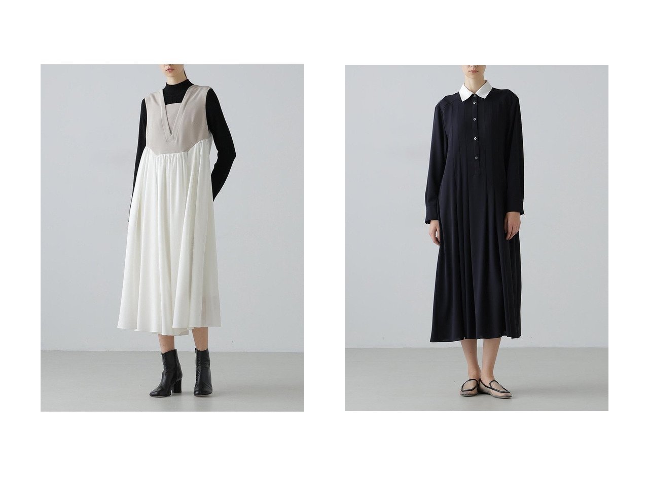 【ADORE/アドーア】のライトジョーゼットワンピース&ソフトキュプラワンピース おすすめ！トレンド、レディースファッションの通販 おすすめ人気トレンドファッション通販アイテム インテリア・キッズ・メンズ・レディースファッション・服の通販 founy(ファニー) 　ファッション　Fashion　レディースファッション　Fashion for Women　ワンピース　Dresses　チュニック　Tunic Tops & Dresses　キュプラ　Cupro, Eco Fabric　チュニック　Tunic, Long Top　ロング　Long, Long-Length　新作・新入荷　New Arrivals / New In　春　Spring　クラシカル　Classical, Vintage-Inspired　ジョーゼット　Georgette, Semi-Sheer Fabric　フレア　Flare, Flared　フロント　Front, Front Design　エレガント 上品　Elegant　ホワイト系　White　ブルー系　Blue　|ID:crp329100000225838