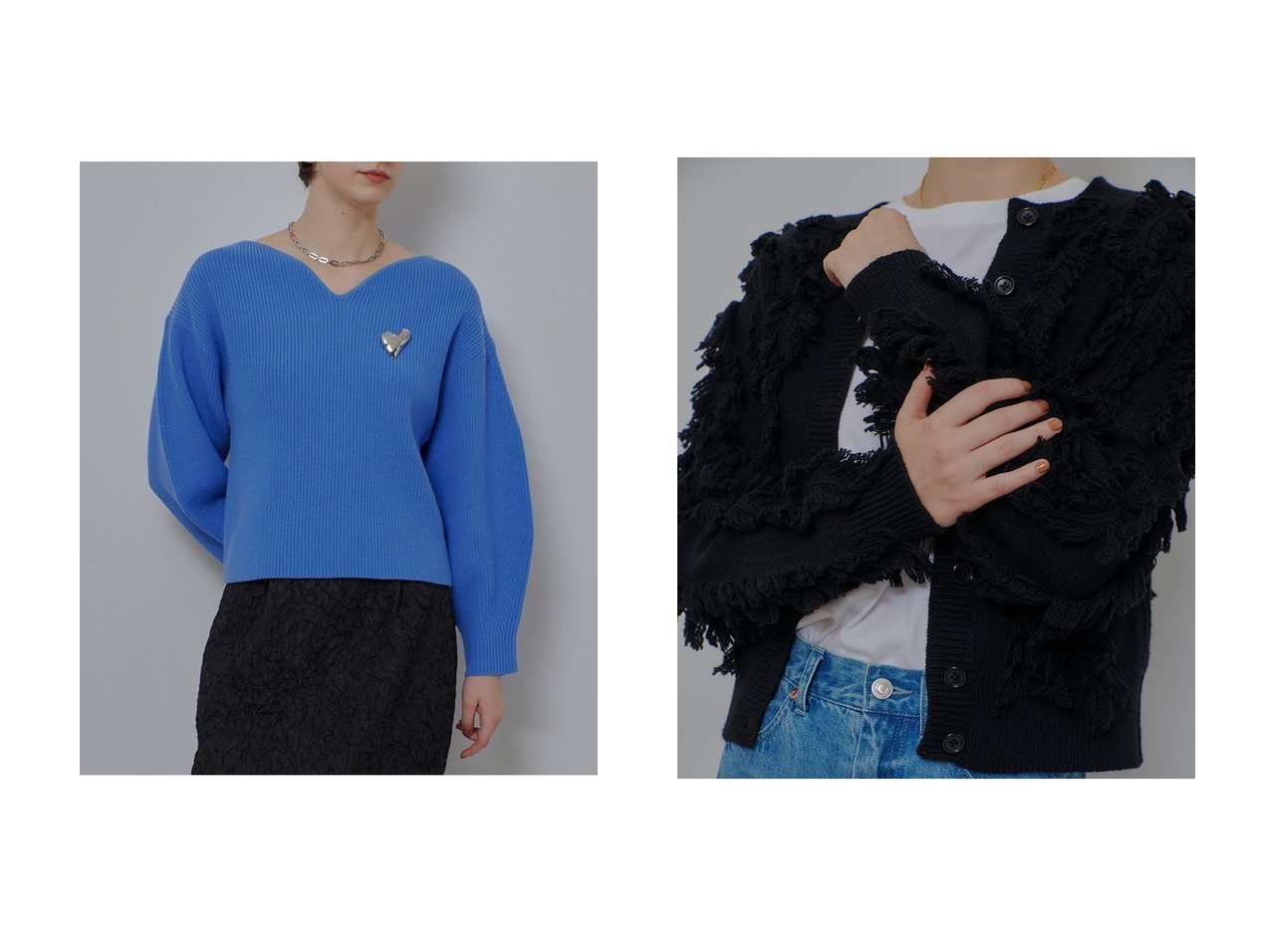 【allureville/アルアバイル】のハートネックプルオーバー&フリンジシャギー2WAYプルオーバー おすすめ！トレンド、レディースファッションの通販 おすすめ人気トレンドファッション通販アイテム インテリア・キッズ・メンズ・レディースファッション・服の通販 founy(ファニー) 　ファッション　Fashion　レディースファッション　Fashion for Women　トップス・カットソー　Cut & Sew Tops　ニット　Knit Tops & Sweaters　カジュアルプルオーバー・ニットトップス　Pullovers & Knit Tops / Casual Pullovers　2026年　2026　アクセサリー　Fashion Accessories　シンプル　Simple, Minimal　スリーブ　Sleeve, Long Sleeve / Short Sleeve　デコルテ　Décolleté, Neckline　バランス　Balance, Style Balance　夏　Summer　春　Spring　S/S・春夏　SS, Spring/Summer, Warm Season　ホワイト系　White　レッド系　Red　ブルー系　Blue　ブラック系　Black　|ID:crp329100000225853