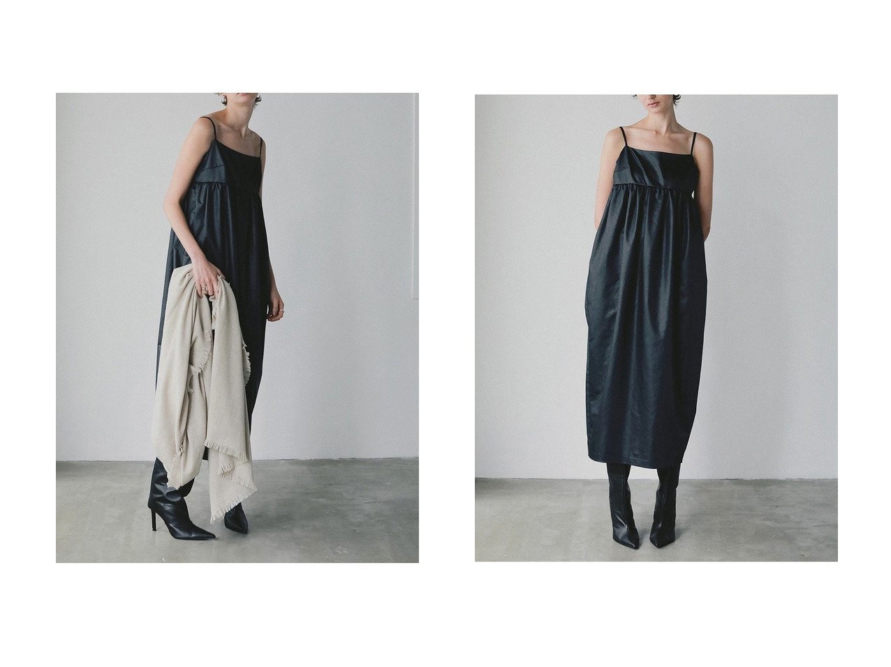 【HER./ハー】のコクーンワンピース おすすめ！トレンド、レディースファッションの通販 おすすめ人気トレンドファッション通販アイテム インテリア・キッズ・メンズ・レディースファッション・服の通販 founy(ファニー) 　ファッション　Fashion　レディースファッション　Fashion for Women　ワンピース　Dresses　チュニック　Tunic Tops & Dresses　サテン　Satin, Glossy Fabric　チュニック　Tunic, Long Top　ロング　Long, Long-Length　新作・新入荷　New Arrivals / New In　ブラック系　Black　ブルー系　Blue　|ID:crp329100000225862