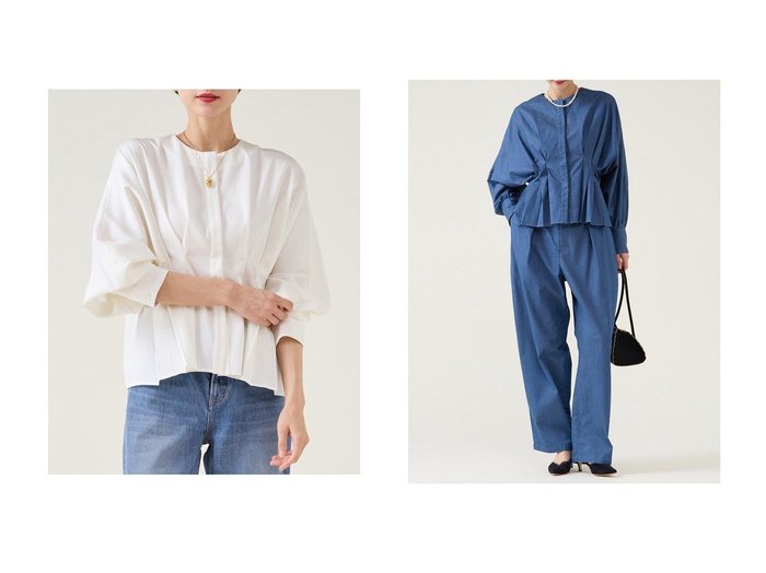 【martinique/マルティニーク】のデニムドルマンタックブラウス(セットアップ可) おすすめ！トレンド、レディースファッションの通販 おすすめ人気トレンドファッション通販アイテム 人気、トレンドファッション・服の通販 founy(ファニー) ファッション Fashion レディースファッション Fashion for Women トップス・カットソー Cut & Sew Tops シャツ・ブラウス・オフィスカジュアル Elegant Blouses & Button-Ups 2026年 2026 おすすめ Recommended / Our Picks ストレッチ Stretch, Stretchy Fabric スリーブ Sleeve, Long Sleeve / Short Sleeve セットアップ Set-Up, Coordinated Outfit デニム Denim, Jeans Material ペプラム Peplum, Flared Hem ロング Long, Long-Length エレガント 上品 Elegant 夏 Summer 春 Spring S/S・春夏 SS, Spring/Summer, Warm Season |ID:crp329100000225870