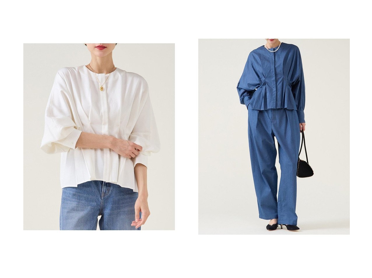 【martinique/マルティニーク】のデニムドルマンタックブラウス(セットアップ可) おすすめ！トレンド、レディースファッションの通販 おすすめ人気トレンドファッション通販アイテム インテリア・キッズ・メンズ・レディースファッション・服の通販 founy(ファニー) 　ファッション　Fashion　レディースファッション　Fashion for Women　トップス・カットソー　Cut & Sew Tops　シャツ・ブラウス・オフィスカジュアル　Elegant Blouses & Button-Ups　2026年　2026　おすすめ　Recommended / Our Picks　ストレッチ　Stretch, Stretchy Fabric　スリーブ　Sleeve, Long Sleeve / Short Sleeve　セットアップ　Set-Up, Coordinated Outfit　デニム　Denim, Jeans Material　ペプラム　Peplum, Flared Hem　ロング　Long, Long-Length　エレガント 上品　Elegant　夏　Summer　春　Spring　S/S・春夏　SS, Spring/Summer, Warm Season　ホワイト系　White　ブルー系　Blue　|ID:crp329100000225870