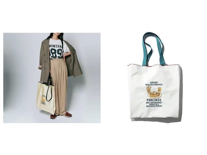 【12closet/トゥエルブクローゼット】の【kazumiさんコラボ】【撥水】 PANCAKE 刺しゅう トートバッグ(L)&【kazumiさんコラボ】【撥水】 PANCAKE 刺しゅう トートバッグ(M) おすすめ！トレンド、レディースファッションの通販 おすすめ人気トレンドファッション通販アイテム 人気、トレンドファッション・服の通販 founy(ファニー) ファッション Fashion レディースファッション Fashion for Women バッグ Bags コラボ Collaboration, Collab チャーム Charm, Pendant ポケット Pocket, Pocket Detail |ID:crp329100000225889