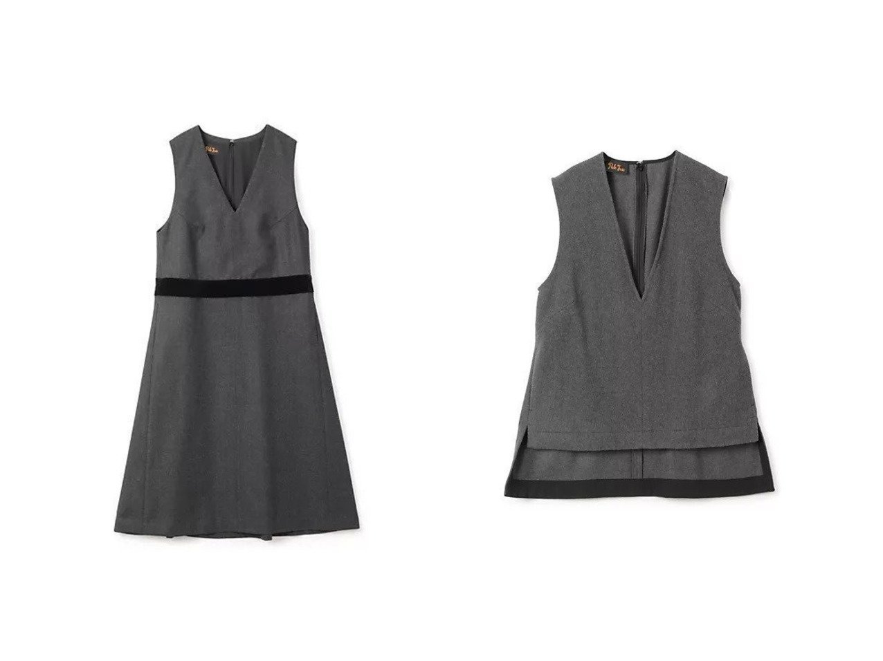 【Pale Jute/ペールジュート】のDeep v-neck vest&V-neck one-piece おすすめ！トレンド、レディースファッションの通販 おすすめ人気トレンドファッション通販アイテム インテリア・キッズ・メンズ・レディースファッション・服の通販 founy(ファニー) 　ファッション　Fashion　レディースファッション　Fashion for Women　トップス・カットソー　Cut & Sew Tops　Vネックトップス　V-Neck Tops / V-Cut Neckline Shirts　アウター　Coat / Outerwear Collection　ベスト&ジレ / 重ね着スタイル　Vests & Gilets　おすすめ　Recommended / Our Picks　インナー　Innerwear　シンプル　Simple, Minimal　タートルネック　Turtleneck, High Neck　フェミニン　Feminine, Girly　フレア　Flare, Flared　フロント　Front, Front Design　ベルベット　Velvet, Velvety　ロング　Long, Long-Length　人気　Popular, Best Seller　カットソー　Cut and Sewn Top　シェイプ　Shape, Slim Fit　フォルム　Silhouette, Form　ベスト　Vest, Waistcoat　ブラック系　Black　|ID:crp329100000225899