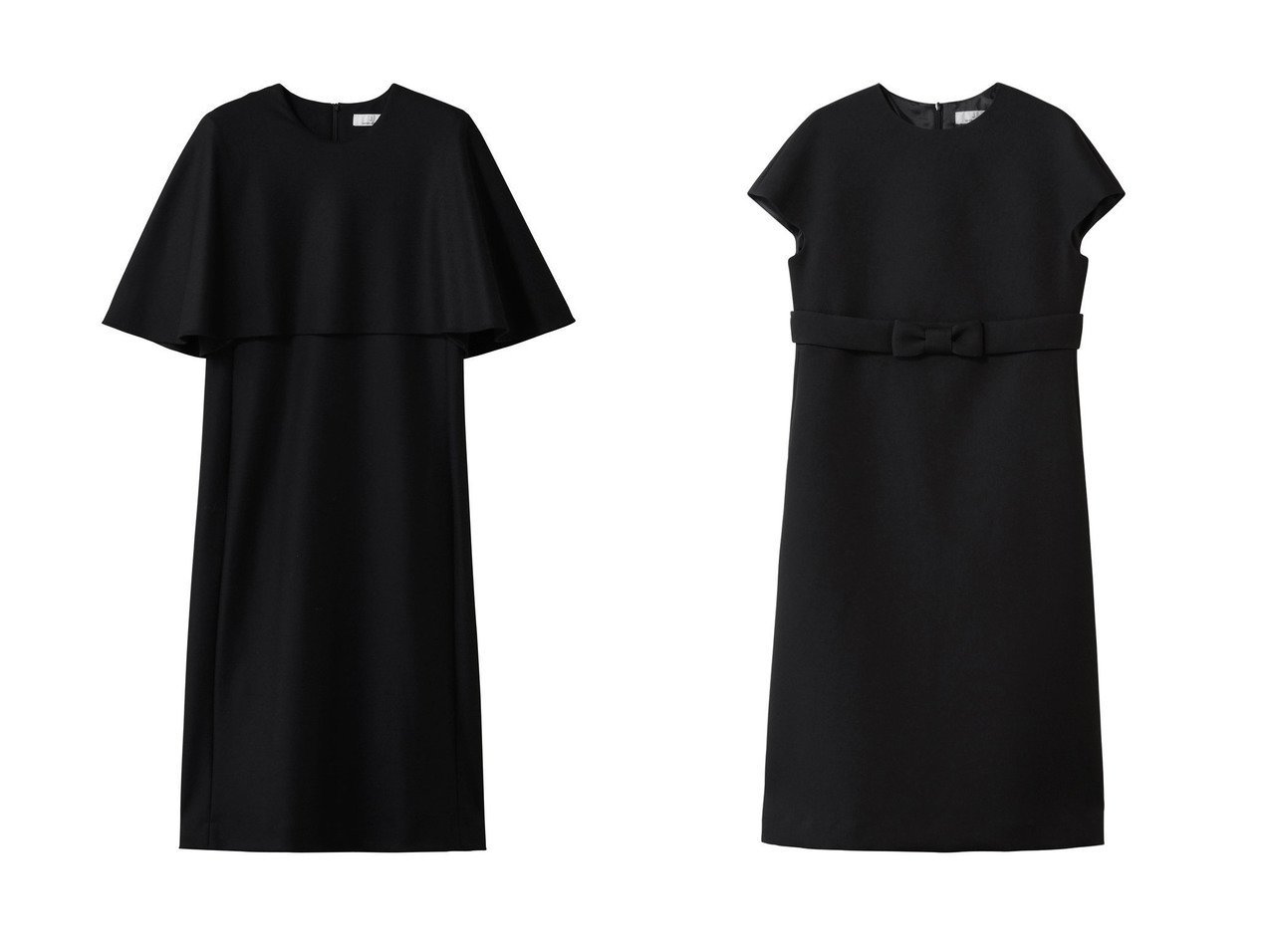 【ケープカラーとハイウエストリボンが華やぐワンピース】j.(ジェイドット)通販 おすすめ人気トレンドファッション通販アイテム インテリア・キッズ・メンズ・レディースファッション・服の通販 founy(ファニー) 　ファッション　Fashion　レディースファッション　Fashion for Women　ワンピース　Dresses　チュニック　Tunic Tops & Dresses　なめらか　Smooth, Silky Texture　チュニック　Tunic, Long Top　フィット　Fit, Slim Fit　フェミニン　Feminine, Girly　フレア　Flare, Flared　プレミアム　Premium, High-End　ロング　Long, Long-Length　新作・新入荷　New Arrivals / New In　ブラック系　Black　|ID:crp329100000225926