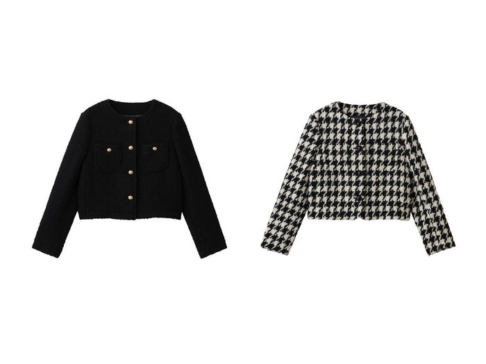 【千鳥柄とリングツイードが品よく映えるノーカラージャケット】j.(ジェイドット)通販 おすすめ人気トレンドファッション通販アイテム 人気、トレンドファッション・服の通販 founy(ファニー) ファッション Fashion レディースファッション Fashion for Women アウター Coat / Outerwear Collection レディースジャケット・軽アウター Jackets ノーカラージャケット / シンプル上品コーデ Collarless Jackets オケージョン Occasion Wear ショート Short, Short Length ジャケット Jacket, Outerwear センター Center, Center Line ツイード Twill, Twill Weave リュクス Luxury, Elegant, High-End, Chic レース Lace, Lace Fabric 新作・新入荷 New Arrivals / New In |ID:crp329100000225927