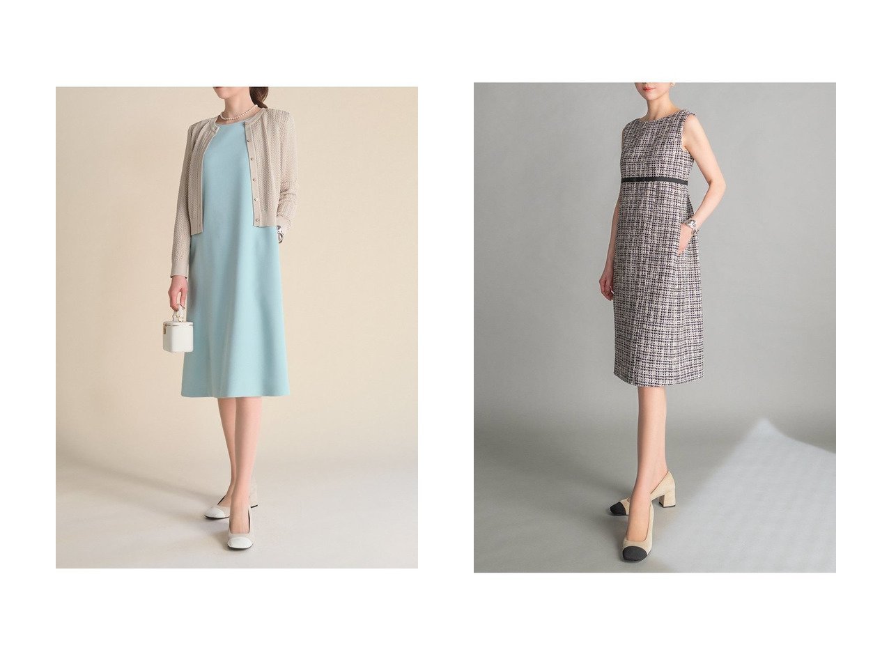 【ウォッシャブルツイードドレスと白衿2WAYカーディガンの上品なアイテム】DAISY LIN(デイジーリン)通販 おすすめ人気トレンドファッション通販アイテム インテリア・キッズ・メンズ・レディースファッション・服の通販 founy(ファニー) 　ファッション　Fashion　レディースファッション　Fashion for Women　トップス・カットソー　Cut & Sew Tops　ニット　Knit Tops & Sweaters　カーディガン・羽織り　Layered Style Cardigans　ワンピース　Dresses　フォーマル・パーティードレス・結婚式用ドレス　Elegant & Casual Dresses　チュニック　Tunic Tops & Dresses　なめらか　Smooth, Silky Texture　ウォッシャブル　Machine Washable　カーディガン　Cardigan, Knitwear　エレガント 上品　Elegant　新作・新入荷　New Arrivals / New In　ブルー系　Blue　ブラック系　Black　|ID:crp329100000225928