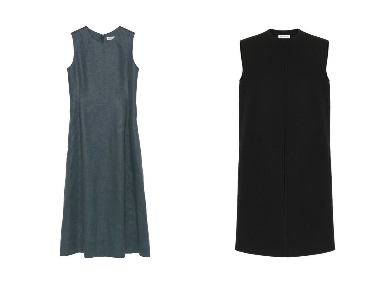 【リネンスリーブレスドレスとリバーロングジレの上品なスタイル】MADISONBLUE(マディソンブルー)通販 おすすめ人気トレンドファッション通販アイテム インテリア・キッズ・メンズ・レディースファッション・服の通販 founy(ファニー) 　ファッション　Fashion　レディースファッション　Fashion for Women　ワンピース　Dresses　フォーマル・パーティードレス・結婚式用ドレス　Elegant & Casual Dresses　チュニック　Tunic Tops & Dresses　アウター　Coat / Outerwear Collection　コート・ロングコート・ピーコート　Long Coats, Peacoats & More　2026年　2026　エレガント 上品　Elegant　チュニック　Tunic, Long Top　リネン　Linen, Linen Fabric　ロング　Long, Long-Length　夏　Summer　春　Spring　S/S・春夏　SS, Spring/Summer, Warm Season　コンパクト　Compact, Small Size　ポケット　Pocket, Pocket Detail　メルトン　Melton, Heavy Wool　新作・新入荷　New Arrivals / New In　ブルー系　Blue　ブラック系　Black　|ID:crp329100000225930