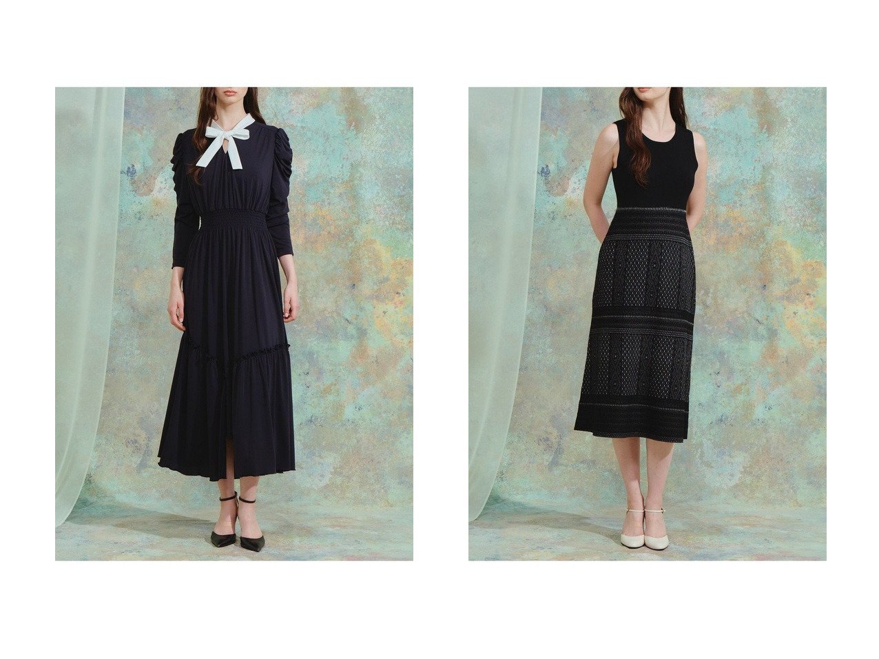 【バイカラーボウタイドレスとレーシージャカードドレスの華やかスタイル】CORCOVADO(コルコバード)通販 おすすめ人気トレンドファッション通販アイテム インテリア・キッズ・メンズ・レディースファッション・服の通販 founy(ファニー) 　ファッション　Fashion　レディースファッション　Fashion for Women　ワンピース　Dresses　フォーマル・パーティードレス・結婚式用ドレス　Elegant & Casual Dresses　チュニック　Tunic Tops & Dresses　2026年　2026　インナー　Innerwear　ジャケット　Jacket, Outerwear　チュニック　Tunic, Long Top　ドレス　Dress, One-Piece　フィット　Fit, Slim Fit　フレア　Flare, Flared　夏　Summer　春　Spring　S/S・春夏　SS, Spring/Summer, Warm Season　ブルー系　Blue　ブラック系　Black　|ID:crp329100000225944