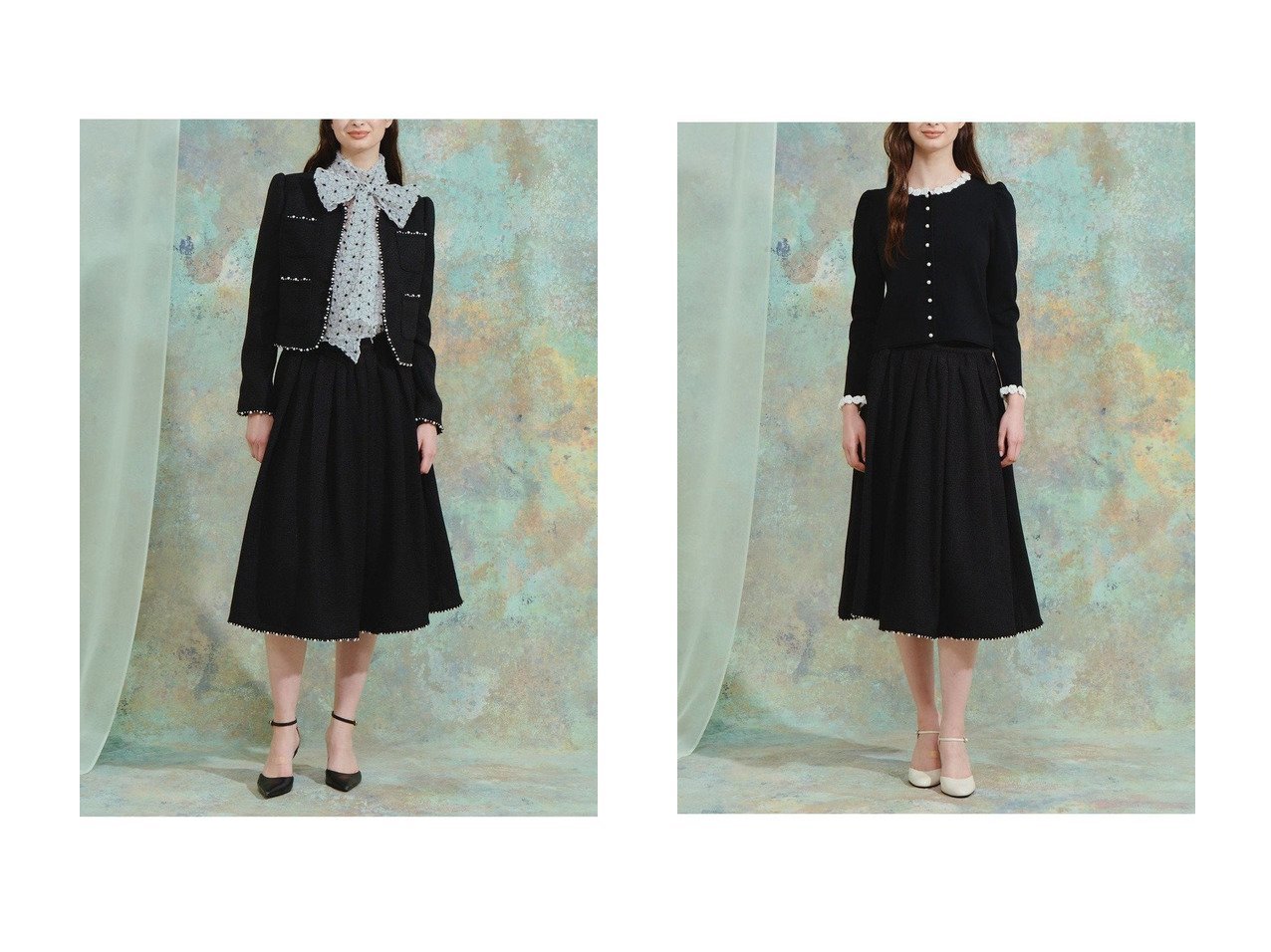 【フラワートリムカーディガンとパールトリムツイードジャケットの華やかな装い】CORCOVADO(コルコバード)通販 おすすめ人気トレンドファッション通販アイテム インテリア・キッズ・メンズ・レディースファッション・服の通販 founy(ファニー) 　ファッション　Fashion　レディースファッション　Fashion for Women　アウター　Coat / Outerwear Collection　レディースジャケット・軽アウター　Jackets　トップス・カットソー　Cut & Sew Tops　カーディガン・羽織り　Layered Style Cardigans　シャツ・ブラウス・オフィスカジュアル　Elegant Blouses & Button-Ups　ロングTシャツ・Tシャツ　Longline T-Shirts & Tees　カットソー・ベーシックTシャツ　Cut-and-Sewn Tops / Stretch Tees & Basics　2026年　2026　エレガント 上品　Elegant　クラシカル　Classical, Vintage-Inspired　ジャケット　Jacket, Outerwear　ツイード　Twill, Twill Weave　パーティ　Party, Party Style　パール　Pearl, Pearl Accent　フォルム　Silhouette, Form　リュクス　Luxury, Elegant, High-End, Chic　夏　Summer　春　Spring　S/S・春夏　SS, Spring/Summer, Warm Season　ホワイト系　White　ブラック系　Black　|ID:crp329100000225946