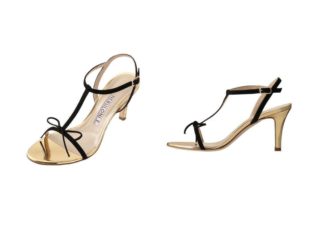 【リボン付きスエードTストラップサンダルの上品なデザイン】NEBULONI E(ネブローニ)通販 おすすめ人気トレンドファッション通販アイテム インテリア・キッズ・メンズ・レディースファッション・服の通販 founy(ファニー) 　ファッション　Fashion　レディースファッション　Fashion for Women　2026年　2026　サンダル　Sandals, Summer Shoes　ストラップサンダル　Strappy Sandals, Strap Sandals　ソックス　Socks, Hosiery　ラップ　Wrap, Wrap Design　リボン　Ribbon, Bow　夏　Summer　春　Spring　S/S・春夏　SS, Spring/Summer, Warm Season　ブラック系　Black　|ID:crp329100000225957