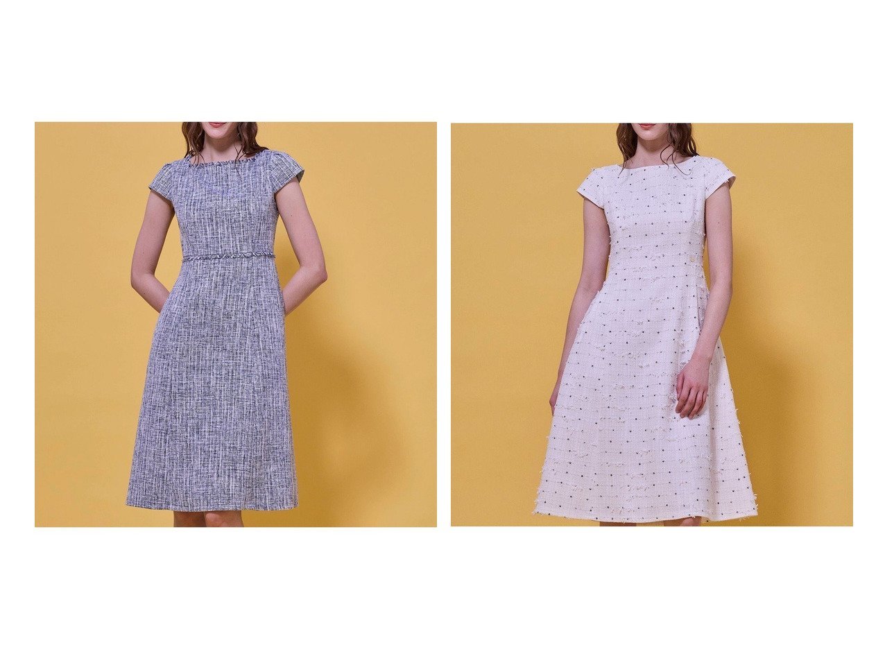 【ツイード調素材とスパンコールが上品に煌めくHOLIDAYコレクションのエレガントドレス】TOCCA(トッカ)通販 おすすめ人気トレンドファッション通販アイテム インテリア・キッズ・メンズ・レディースファッション・服の通販 founy(ファニー) 　ファッション　Fashion　レディースファッション　Fashion for Women　ワンピース　Dresses　フォーマル・パーティードレス・結婚式用ドレス　Elegant & Casual Dresses　おすすめ　Recommended / Our Picks　エレガント 上品　Elegant　ジャケット　Jacket, Outerwear　セットアップ　Set-Up, Coordinated Outfit　ツイード　Twill, Twill Weave　ドレス　Dress, One-Piece　パーティ　Party, Party Style　フォーマル　Formal, Dressy　夏　Summer　S/S・春夏　SS, Spring/Summer, Warm Season　A/W・秋冬　Autumn/Winter　結婚式　Wedding　アクセサリー　Fashion Accessories　シンプル　Simple, Minimal　スパンコール　Sequins, Sequin Embellishment　フィット　Fit, Slim Fit　フラワー　Flower, Floral　フレア　Flare, Flared　モチーフ　Motif, Design Theme　イエロー系　Yellow　レッド系　Red　グリーン系　Green　ブルー系　Blue　ブラック系　Black　|ID:crp329100000225975