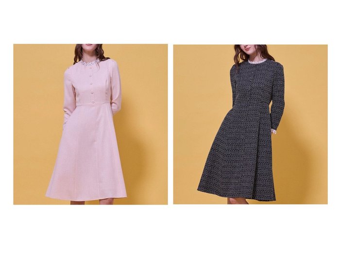【ツイード調素材と繊細レースが上品に映えるクラシカルなフレアシルエットドレス】TOCCA(トッカ)通販 おすすめ人気トレンドファッション通販アイテム 人気、トレンドファッション・服の通販 founy(ファニー) 　ファッション　Fashion　レディースファッション　Fashion for Women　ワンピース　Dresses　フォーマル・パーティードレス・結婚式用ドレス　Elegant & Casual Dresses　アクセサリー　Fashion Accessories　オケージョン　Occasion Wear　クラシカル　Classical, Vintage-Inspired　ツイード　Twill, Twill Weave　ドレス　Dress, One-Piece　フォーマル　Formal, Dressy　フレア　Flare, Flared　フロント　Front, Front Design　レース　Lace, Lace Fabric　エレガント 上品　Elegant　夏　Summer　S/S・春夏　SS, Spring/Summer, Warm Season　A/W・秋冬　Autumn/Winter　|ID:crp329100000225978