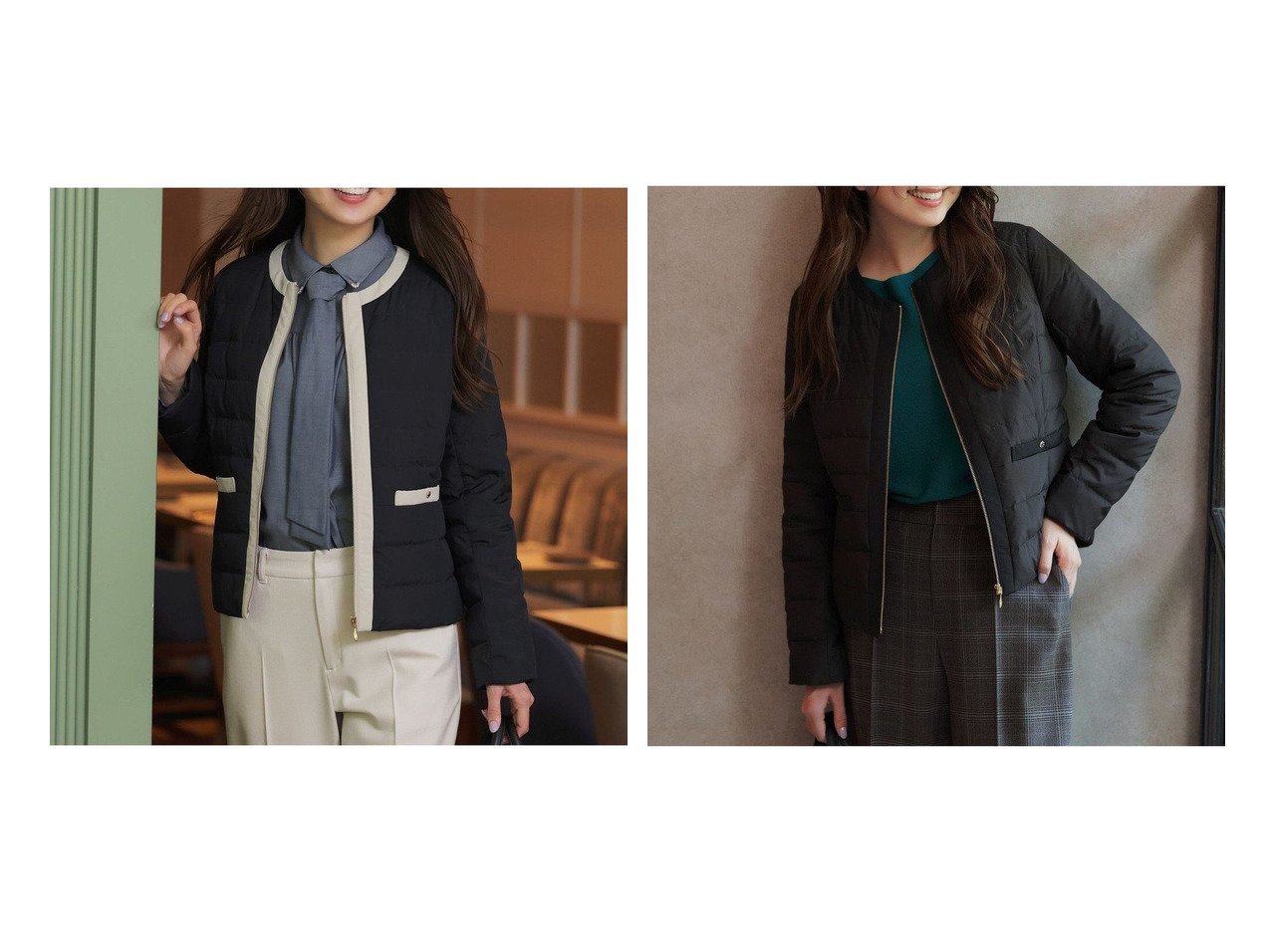 【軽やかに羽織れてインナーにもなる上品な2WAYノーカラーダウンジャケット】any SiS(エニィ スィス)通販
 おすすめ人気トレンドファッション通販アイテム インテリア・キッズ・メンズ・レディースファッション・服の通販 founy(ファニー) 　ファッション　Fashion　レディースファッション　Fashion for Women　アウター　Coat / Outerwear Collection　コート・ロングコート・ピーコート　Long Coats, Peacoats & More　レディースジャケット・軽アウター　Jackets　インナー　Innerwear　軽量　Lightweight, Ultra Light　ジャケット　Jacket, Outerwear　タフタ　Taffeta, Structured Fabric　ダウン　Down, Puffer　チェスターコート　Chester Coat, Long Coat　ツイード　Twill, Twill Weave　パイピング　Piping, Trim Design　フェザー　Feather, Feather Detail　ポケット　Pocket, Pocket Detail　ミドル　Middle Length, Mid Height　A/W・秋冬　Autumn/Winter　おすすめ　Recommended / Our Picks　エレガント 上品　Elegant　新作・新入荷　New Arrivals / New In　ベージュ系　Beige　ブラック系　Black　ブルー系　Blue　|ID:crp329100000225980