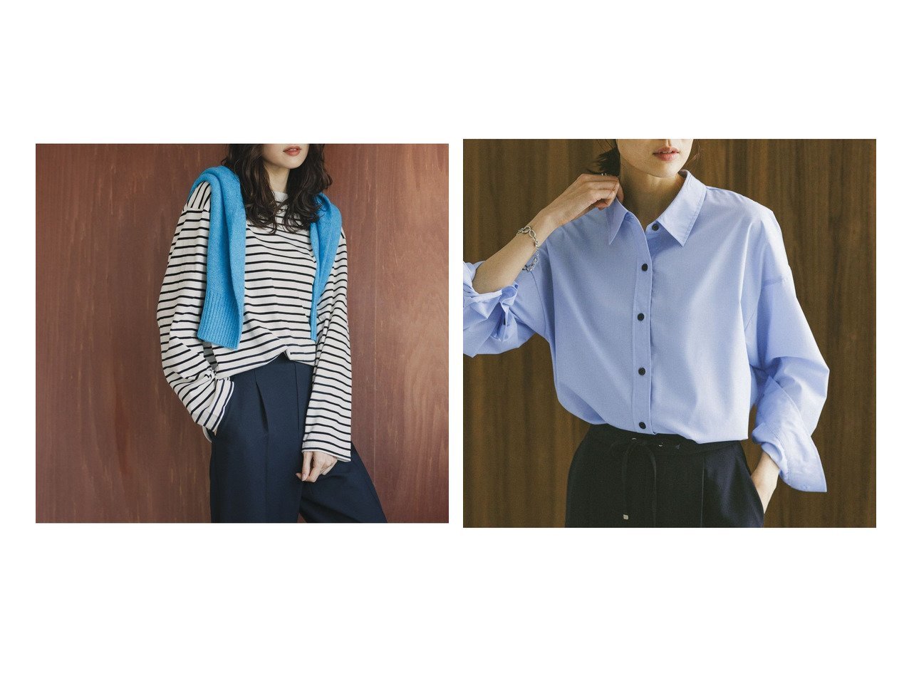 【機能性と快適さを備えた天竺ボーダーTシャツやマイスタイルシャツ】GLOBAL WORK(グローバルワーク)の通販 おすすめ人気トレンドファッション通販アイテム インテリア・キッズ・メンズ・レディースファッション・服の通販 founy(ファニー) 　ファッション　Fashion　レディースファッション　Fashion for Women　トップス・カットソー　Cut & Sew Tops　シャツ・ブラウス・オフィスカジュアル　Elegant Blouses & Button-Ups　ロングTシャツ・Tシャツ　Longline T-Shirts & Tees　おすすめ　Recommended / Our Picks　インナー　Innerwear　ジャケット　Jacket, Outerwear　フィット　Fit, Slim Fit　ボーダー　Border, Stripe　ロング　Long, Long-Length　吸水　Absorbent, Quick-Dry　長袖　Long Sleeve, Full Sleeve　ベーシック　Basic, Essential　ボトム　Bottoms, Lower Wear　ワイド　Wide, Wide Fit　オレンジ系　Orange　ブラック系　Black　ブルー系　Blue　|ID:crp329100000226010