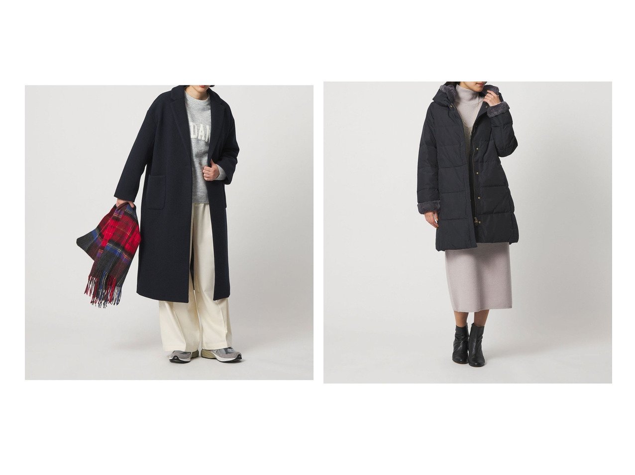 【柔らかな着心地のチェスターコートや上品なフェイクファーのダウンコート】UNITED ARROWS(ユナイテッドアローズ)の通販 おすすめ人気トレンドファッション通販アイテム インテリア・キッズ・メンズ・レディースファッション・服の通販 founy(ファニー) 　ファッション　Fashion　レディースファッション　Fashion for Women　アウター　Coat / Outerwear Collection　コート・ロングコート・ピーコート　Long Coats, Peacoats & More　チェスターコート・ロング丈アウター　Chester Coats / Chesterfield Long Coats　ダウンジャケット・軽量ダウン　Warm & Lightweight Down Jackets　シンプル　Simple, Minimal　チェスターコート　Chester Coat, Long Coat　チェック　Check, Plaid, Tartan　デニム　Denim, Jeans Material　トレンド　Trend, Trending Now　定番　Standard, Basic Item　バランス　Balance, Style Balance　プリント　Print, Printed Pattern　マフラー　Scarf, Muffler　メルトン　Melton, Heavy Wool　ロング　Long, Long-Length　アウトレット　Outlet / Clearance　おすすめ　Recommended / Our Picks　エレガント 上品　Elegant　ビジネス 仕事 通勤　Business / Work / Commuting　ブルー系　Blue　|ID:crp329100000226016