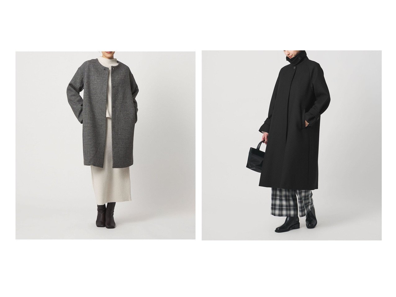 【ベーシックで上品なステンカラーコートやカシミヤブレンドのノーカラーコート】UNITED ARROWS(ユナイテッドアローズ)の通販 おすすめ人気トレンドファッション通販アイテム インテリア・キッズ・メンズ・レディースファッション・服の通販 founy(ファニー) 　ファッション　Fashion　レディースファッション　Fashion for Women　アウター　Coat / Outerwear Collection　コート・ロングコート・ピーコート　Long Coats, Peacoats & More　クラシカル　Classical, Vintage-Inspired　シンプル　Simple, Minimal　ストール　Stole, Wrap　チェック　Check, Plaid, Tartan　トレンド　Trend, Trending Now　なめらか　Smooth, Silky Texture　バランス　Balance, Style Balance　マフラー　Scarf, Muffler　メタル　Metal, Metal Parts　メルトン　Melton, Heavy Wool　A/W・秋冬　Autumn/Winter　アウトレット　Outlet / Clearance　エレガント 上品　Elegant　ビジネス 仕事 通勤　Business / Work / Commuting　イタリア　Italy　センター　Center, Center Line　タイトスカート　Pencil Skirt, Tight Skirt　フェミニン　Feminine, Girly　フォーマル　Formal, Dressy　フレア　Flare, Flared　ベーシック　Basic, Essential　別注　Limited Edition, Custom Order　ミックス　Mix, Mixed Style　ブルー系　Blue　ブラック系　Black　|ID:crp329100000226018