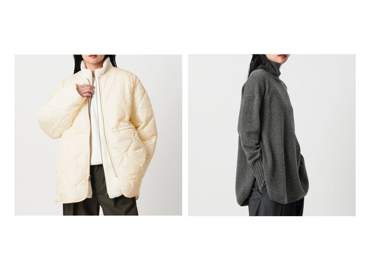 【表情豊かなリバーシブルジャケットや上質素材のルーズタートルニット】UNITED ARROWS(ユナイテッドアローズ)の通販
 おすすめ人気トレンドファッション通販アイテム インテリア・キッズ・メンズ・レディースファッション・服の通販 founy(ファニー) 　ファッション　Fashion　レディースファッション　Fashion for Women　アウター　Coat / Outerwear Collection　レディースジャケット・軽アウター　Jackets　トップス・カットソー　Cut & Sew Tops　ニット　Knit Tops & Sweaters　タートルネック・ハイネックトップス　Turtlenecks & High-Neck Tops　キルティング　Quilted, Quilting　ジャケット　Jacket, Outerwear　ドローコード　Drawcord, Drawstring Cord　人気　Popular, Best Seller　ベーシック　Basic, Essential　ポケット　Pocket, Pocket Detail　リバーシブル　Reversible, Two-Sided　ビジネス 仕事 通勤　Business / Work / Commuting　ホワイト系　White　ブラック系　Black　ブラウン系　Brown　グレー系　Gray　|ID:crp329100000226019