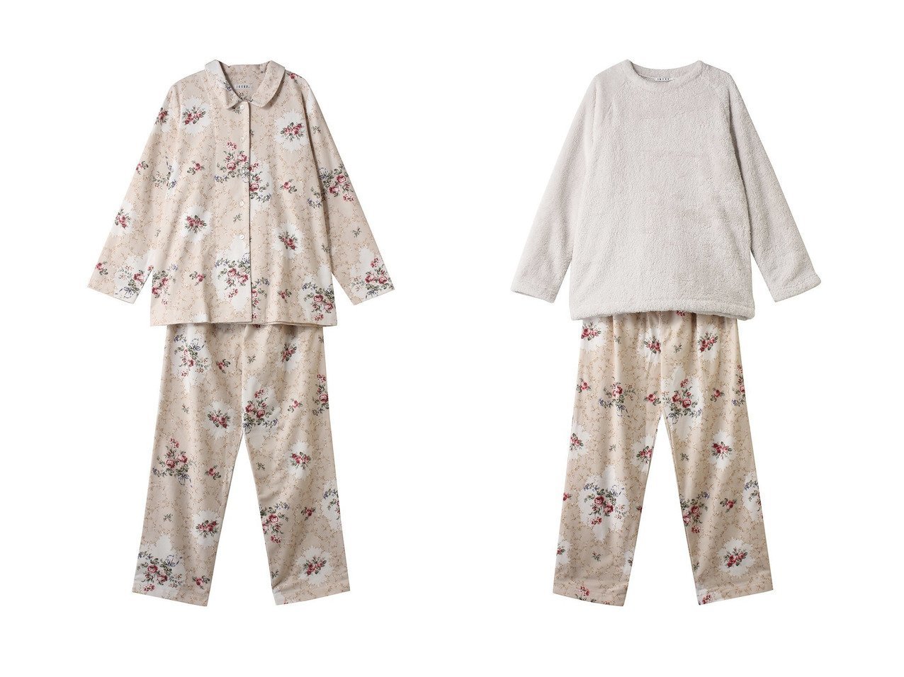 【綾ネルの花柄プリントとふんわり素材が優雅な時間を演出するパジャマセット】IKUKO(イクコ)の通販 おすすめ人気トレンドファッション通販アイテム インテリア・キッズ・メンズ・レディースファッション・服の通販 founy(ファニー) 　ファッション　Fashion　レディースファッション　Fashion for Women　トップス・カットソー　Cut & Sew Tops　花柄・フラワープリント・モチーフ　Floral Prints & Motifs / Flower Pattern Tops　アンティーク　Antique-Inspired　ショルダー　Shoulder, Shoulder Strap　ストレート　Straight, Straight Cut　ドロップ　Drop Shoulder, Dropped Style　パジャマ　Pajamas, Sleepwear　プリント　Print, Printed Pattern　リラックス　Relax, Relaxed Fit　ローズ　Rose, Rose Motif　冬　Winter / This Winter　新作・新入荷　New Arrivals / New In　イエロー系　Yellow　レッド系　Red　グレー系　Gray　ベージュ系　Beige　|ID:crp329100000226036