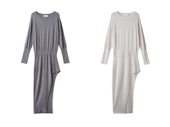 【GALLARDAGALANTE/ガリャルダガランテ】の【HERITANOVUM】アシンメトリーニットワンピ おすすめ人気トレンドファッション通販アイテム 人気、トレンドファッション・服の通販 founy(ファニー) ファッション Fashion レディースファッション Fashion for Women ワンピース Dresses ニットワンピース Knit Dresses チュニック Tunic Tops & Dresses アシンメトリー Asymmetrical Style チュニック Tunic, Long Top デニム Denim, Jeans Material ロング Long, Long-Length ワイド Wide, Wide Fit エレガント 上品 Elegant 新作・新入荷 New Arrivals / New In |ID:crp329100000226038