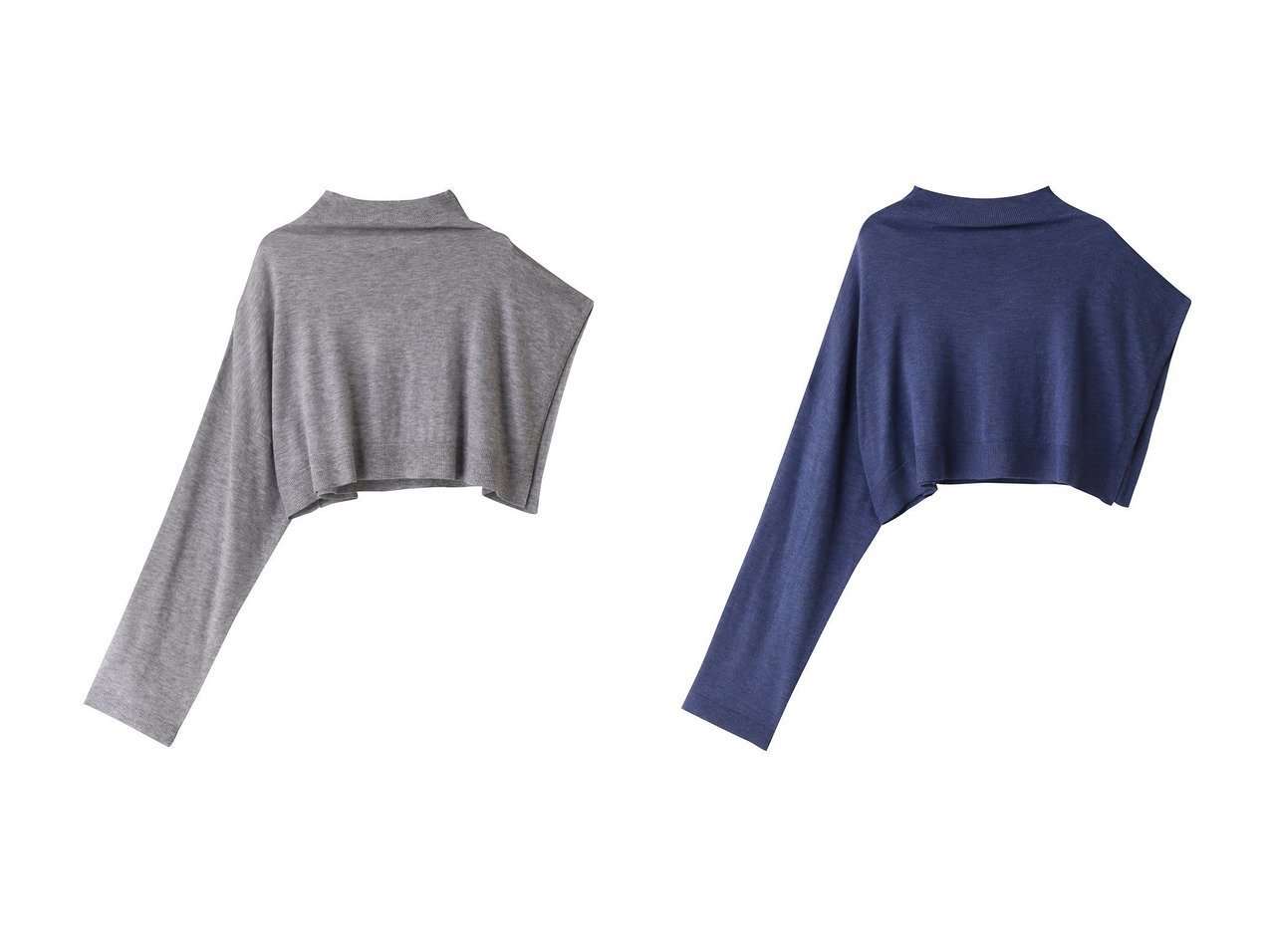 【アシンメトリースリーブの遊び心でレイヤードを楽しむショート丈ニット】mizuiro ind(ミズイロ インド)の通販 おすすめ人気トレンドファッション通販アイテム インテリア・キッズ・メンズ・レディースファッション・服の通販 founy(ファニー) 　ファッション　Fashion　レディースファッション　Fashion for Women　トップス・カットソー　Cut & Sew Tops　ニット　Knit Tops & Sweaters　カジュアルプルオーバー・ニットトップス　Pullovers & Knit Tops / Casual Pullovers　ショート　Short, Short Length　スリーブ　Sleeve, Long Sleeve / Short Sleeve　再入荷　Restock / Back in Stock　ブルー系　Blue　グレー系　Gray　ブラック系　Black　|ID:crp329100000226043