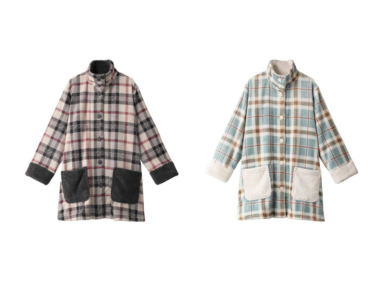 【クラシカルなタータンチェックが映えるシャギーガウン】KID BLUE(キッドブルー)の通販 おすすめ人気トレンドファッション通販アイテム インテリア・キッズ・メンズ・レディースファッション・服の通販 founy(ファニー) 　ファッション　Fashion　レディースファッション　Fashion for Women　トップス・カットソー　Cut & Sew Tops　お家時間・ステイホーム　Stay Home / At Home　なめらか　Smooth, Silky Texture　ガウン　Gown, Robe　クラシカル　Classical, Vintage-Inspired　パジャマ　Pajamas, Sleepwear　ポケット　Pocket, Pocket Detail　再入荷　Restock / Back in Stock　オレンジ系　Orange　ベージュ系　Beige　|ID:crp329100000226055