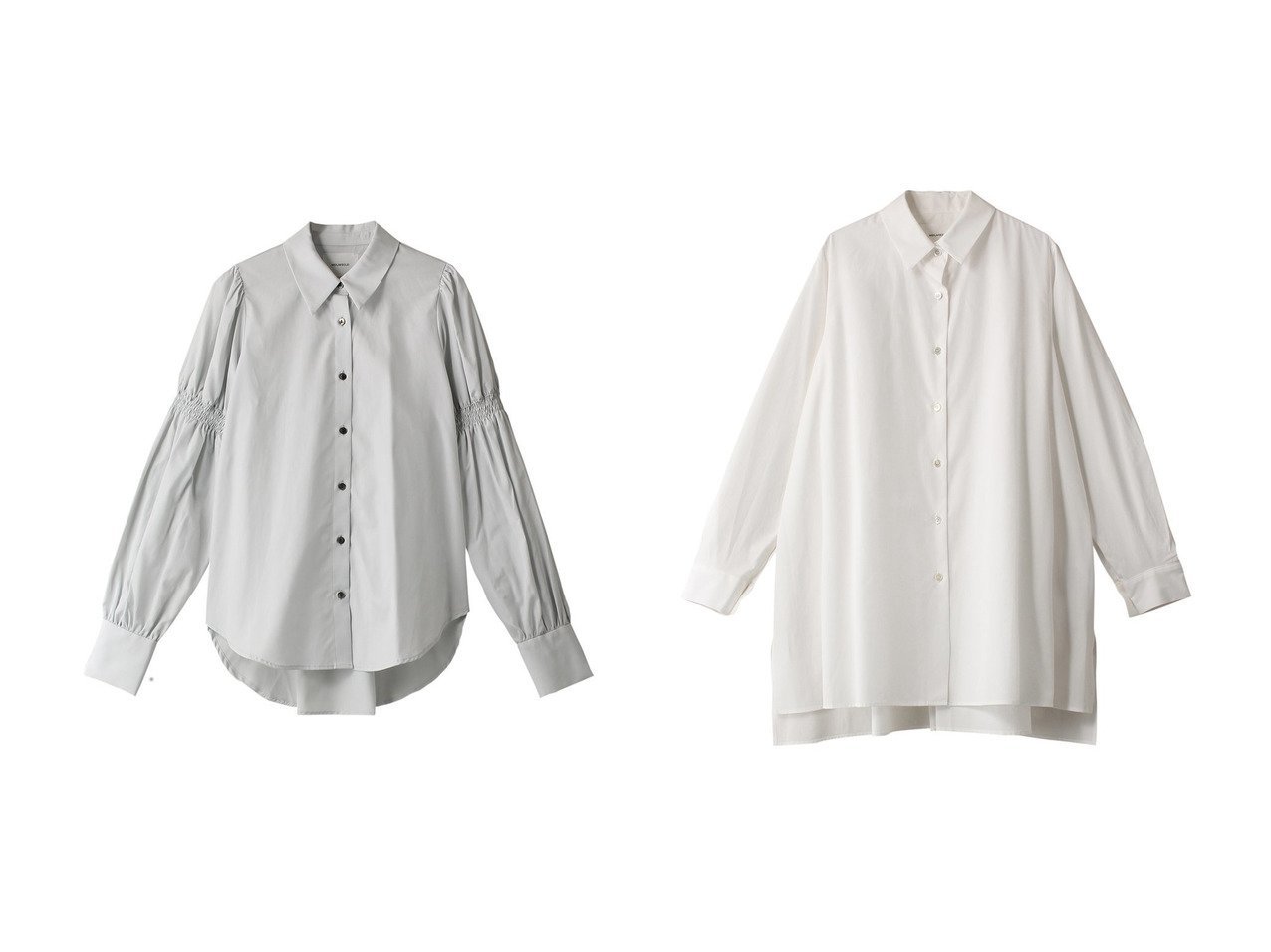 【袖デザインが映えるシャツと遊び心のスリットチュニックで華やぐレイヤード】MIDIUMISOLID(ミディウミソリッド)の通販 おすすめ人気トレンドファッション通販アイテム インテリア・キッズ・メンズ・レディースファッション・服の通販 founy(ファニー) 　ファッション　Fashion　レディースファッション　Fashion for Women　トップス・カットソー　Cut & Sew Tops　シャツ・ブラウス・オフィスカジュアル　Elegant Blouses & Button-Ups　ボリューム袖・フリルスリーブブラウス　Voluminous & Ruffle Sleeves / Puffy Sleeve Tops　スリット　Slit, Slit Detail　スリーブ　Sleeve, Long Sleeve / Short Sleeve　ハイネック　High Neck, Mock Neck　ロング　Long, Long-Length　エレガント 上品　Elegant　再入荷　Restock / Back in Stock　ホワイト系　White　グレー系　Gray　ブラック系　Black　|ID:crp329100000226058