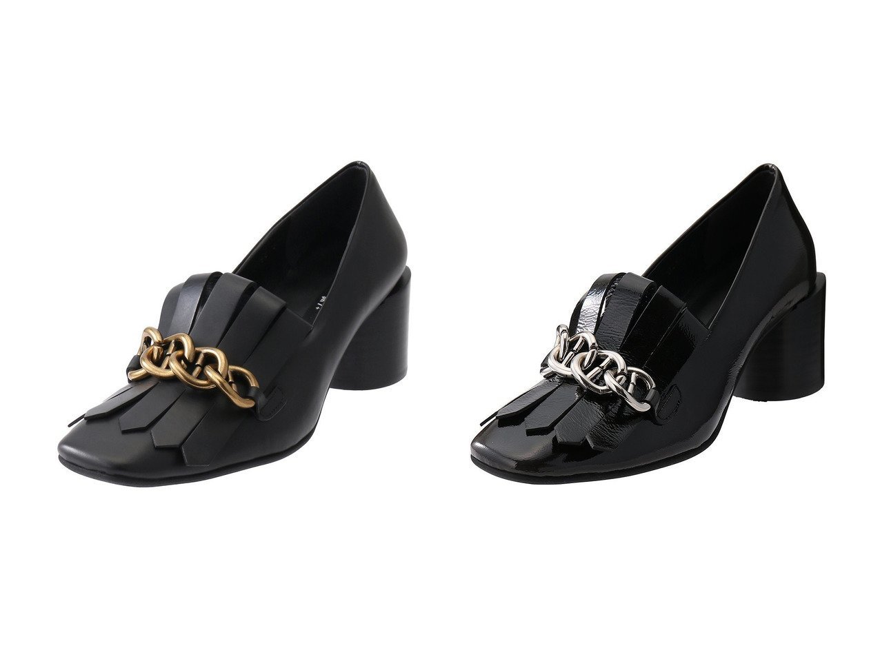 【ph7+/ピアッカセッテ】のチェーンモチーフ付フリンジパンプス おすすめ人気トレンドファッション通販アイテム インテリア・キッズ・メンズ・レディースファッション・服の通販 founy(ファニー) 　ファッション　Fashion　レディースファッション　Fashion for Women　チェーン　Chain, Chain Strap　ファブリック　Fabric, Textile　フリンジ　Fringe, Tassel　モダン　Modern, Contemporary　モチーフ　Motif, Design Theme　リュクス　Luxury, Elegant, High-End, Chic　エレガント 上品　Elegant　A/W・秋冬　Autumn/Winter　ブラック系　Black　グレー系　Gray　|ID:crp329100000226073