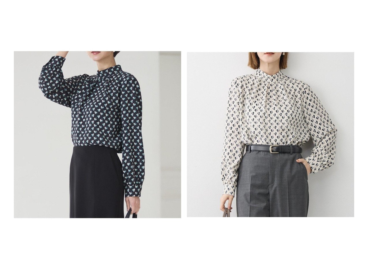 【モダンアートプリントが華やぐ上品ギャザーブラウス】23区の通販 おすすめ人気トレンドファッション通販アイテム インテリア・キッズ・メンズ・レディースファッション・服の通販 founy(ファニー) 　ファッション　Fashion　レディースファッション　Fashion for Women　トップス・カットソー　Cut & Sew Tops　シャツ・ブラウス・オフィスカジュアル　Elegant Blouses & Button-Ups　イタリア　Italy　インナー　Innerwear　春　Spring　ギャザー　Gathered, Ruffled　サテン　Satin, Glossy Fabric　ジャケット　Jacket, Outerwear　ジョーゼット　Georgette, Semi-Sheer Fabric　なめらか　Smooth, Silky Texture　プリント　Print, Printed Pattern　ベーシック　Basic, Essential　モチーフ　Motif, Design Theme　S/S・春夏　SS, Spring/Summer, Warm Season　夏　Summer　エレガント 上品　Elegant　セレモニー　Ceremony　ブルー系　Blue　ベージュ系　Beige　|ID:crp329100000226075