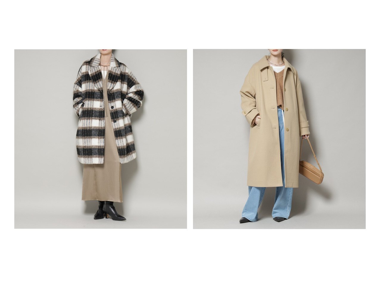 【シャギーチェックとメルトンジャージーの上品コート】nano universe(ナノ ユニバース)の通販 おすすめ人気トレンドファッション通販アイテム インテリア・キッズ・メンズ・レディースファッション・服の通販 founy(ファニー) 　ファッション　Fashion　レディースファッション　Fashion for Women　アウター　Coat / Outerwear Collection　コート・ロングコート・ピーコート　Long Coats, Peacoats & More　クール　Cool, Chic　軽量　Lightweight, Ultra Light　シンプル　Simple, Minimal　タートル　Turtleneck, Turtle Collar　チェック　Check, Plaid, Tartan　トレンド　Trend, Trending Now　モノトーン　Monotone, Black and White　リラックス　Relax, Relaxed Fit　ワイド　Wide, Wide Fit　冬　Winter / This Winter　アウトレット　Outlet / Clearance　おすすめ　Recommended / Our Picks　エレガント 上品　Elegant　2025年　2025　2025-2026秋冬・A/W　Autumn/Winter 2025–26 AW25–26　ブラウン系　Brown　ブラック系　Black　ベージュ系　Beige　ブルー系　Blue　|ID:crp329100000226076