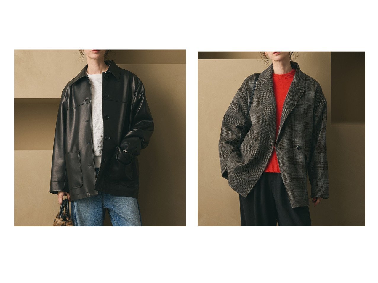 【レザーライクなカバーオールと上品なテーラードミドルコート】BEAUTY&YOUTH / UNITED ARROWS(ビューティ&ユース ユナイテッドアローズ)の通販
 おすすめ人気トレンドファッション通販アイテム インテリア・キッズ・メンズ・レディースファッション・服の通販 founy(ファニー) 　ファッション　Fashion　レディースファッション　Fashion for Women　アウター　Coat / Outerwear Collection　コート・ロングコート・ピーコート　Long Coats, Peacoats & More　レディースジャケット・軽アウター　Jackets　インナー　Innerwear　クラシカル　Classical, Vintage-Inspired　クラシック　Classic, Timeless Style　コーデュロイ　Corduroy, Cord Fabric　ジャケット　Jacket, Outerwear　スラックス　Slacks, Dress Pants　ダブル　Double, Double-Breasted　チェック　Check, Plaid, Tartan　テーラード　Tailored, Tailored Fit　定番　Standard, Basic Item　人気　Popular, Best Seller　バランス　Balance, Style Balance　フェミニン　Feminine, Girly　ボトム　Bottoms, Lower Wear　ポケット　Pocket, Pocket Detail　ミドル　Middle Length, Mid Height　リラックス　Relax, Relaxed Fit　冬　Winter / This Winter　エレガント 上品　Elegant　シンプル　Simple, Minimal　ベロア　Velour, Soft Velvet　リアル　Real, Realistic　ロング　Long, Long-Length　おすすめ　Recommended / Our Picks　ブラック系　Black　グレー系　Gray　ブラウン系　Brown　|ID:crp329100000226084