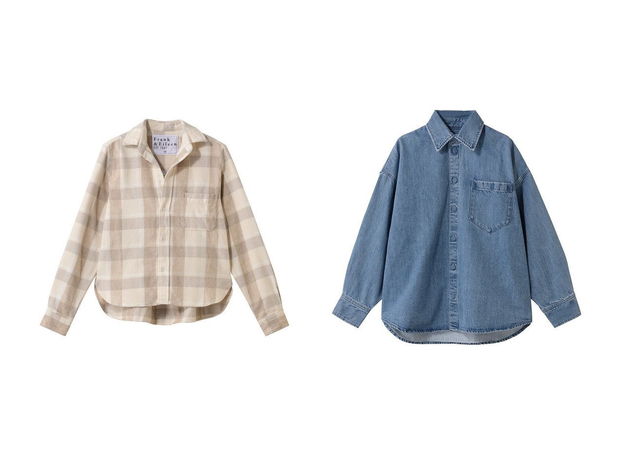 【上質素材と抜け感シルエットで魅せる大人のデニム＆チェックシャツ】アッパー ハイツ(upper hights)・フランク&アイリーン(Frank&Eileen)の通販 おすすめ人気トレンドファッション通販アイテム インテリア・キッズ・メンズ・レディースファッション・服の通販 founy(ファニー) 　ファッション　Fashion　レディースファッション　Fashion for Women　トップス・カットソー　Cut & Sew Tops　シャツ・ブラウス・オフィスカジュアル　Elegant Blouses & Button-Ups　スリーブ　Sleeve, Long Sleeve / Short Sleeve　チェック　Check, Plaid, Tartan　デニム　Denim, Jeans Material　ブロック　Block, Solid Block Pattern　モダン　Modern, Contemporary　リラックス　Relax, Relaxed Fit　ロング　Long, Long-Length　新作・新入荷　New Arrivals / New In　2026年　2026　おすすめ　Recommended / Our Picks　夏　Summer　春　Spring　S/S・春夏　SS, Spring/Summer, Warm Season　羽織　Haori, Light Jacket　ベージュ系　Beige　ブルー系　Blue　|ID:crp329100000226100